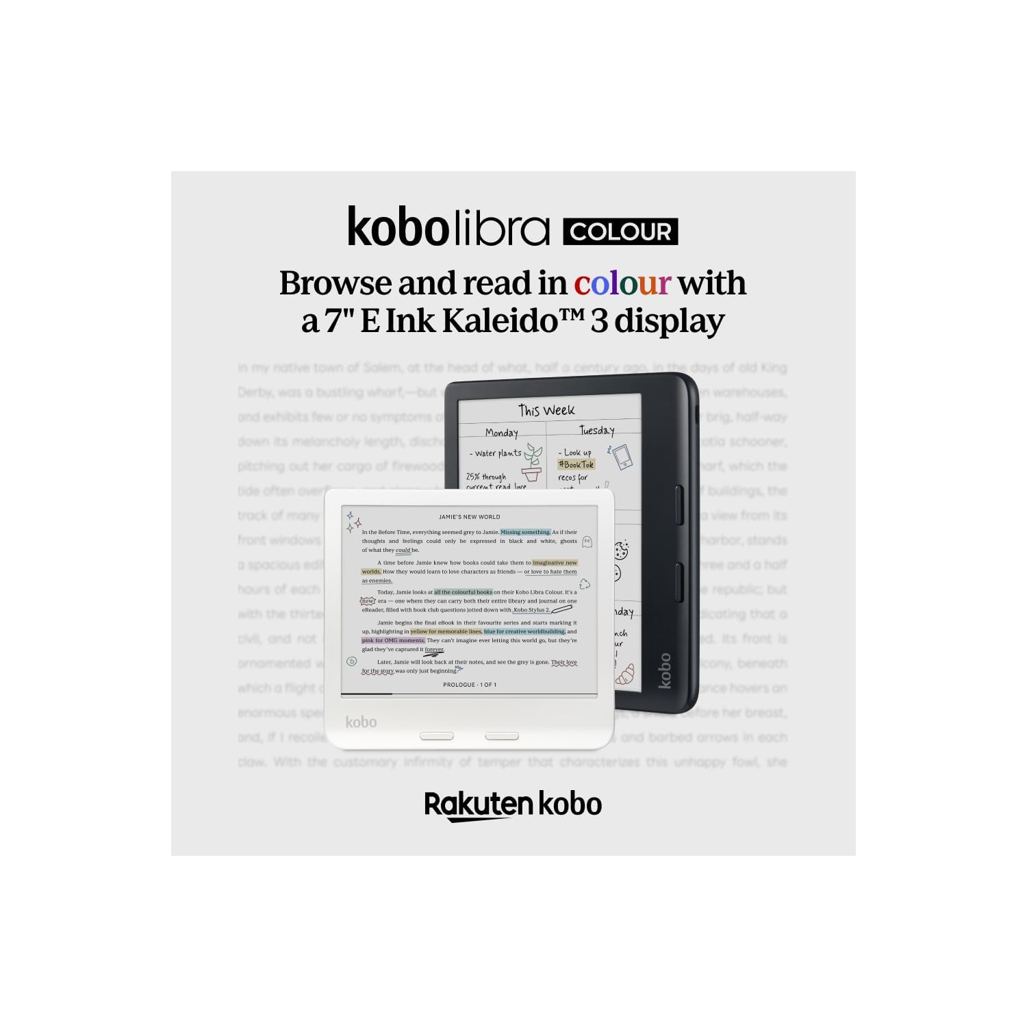 Liseuse numérique à écran tactile couleur de 7&nbsp;po Libra de Kobo - Blanc - Boîte ouverte