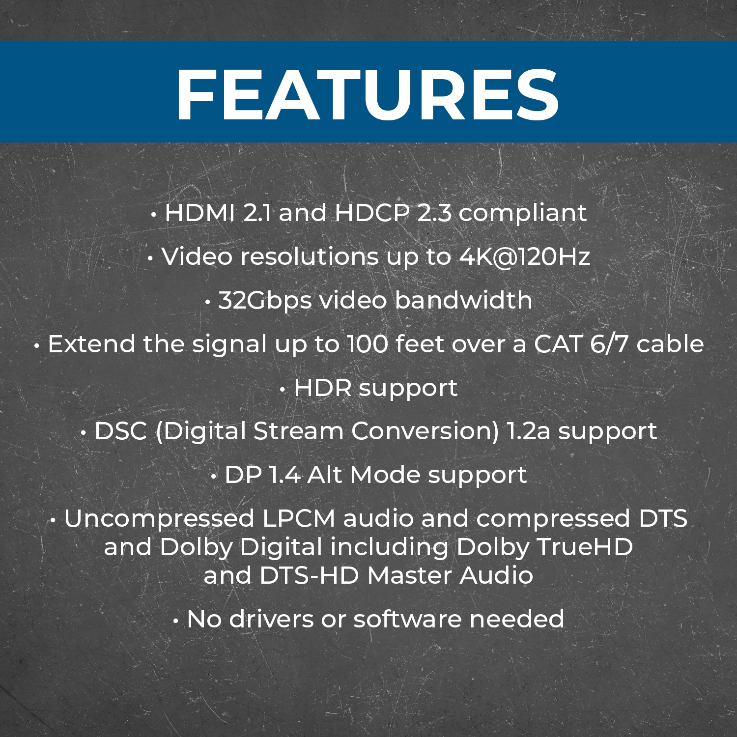 Prolongateur USB-C à HDMI 4K@120&nbsp;Hz par CAT 6/7 jusqu'à 100 pi