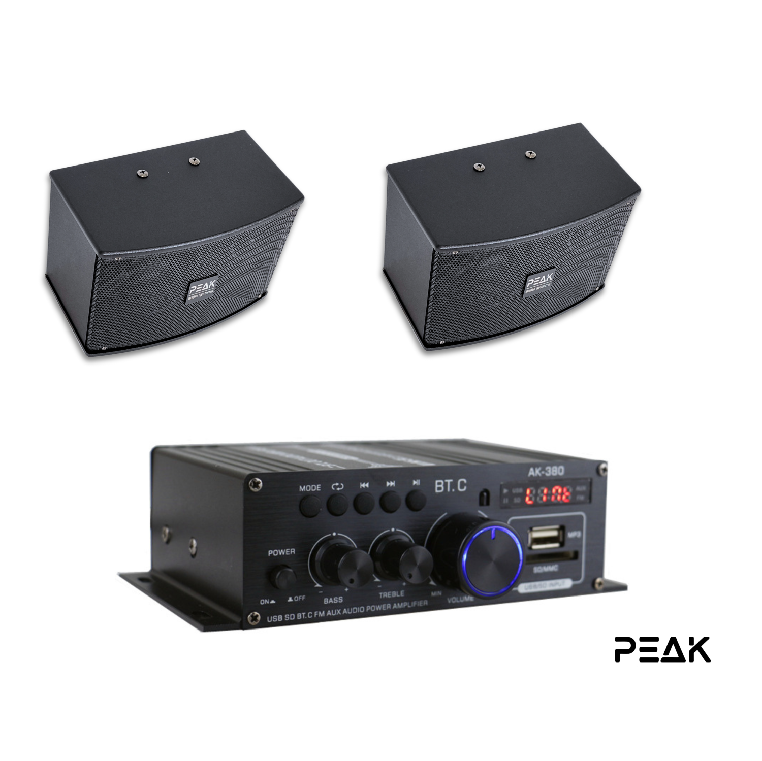 PEAK mini HI-FI BLUETOOTH Amplifier PK-AMP-006 WITH SPEAKERS PK-SPK-001