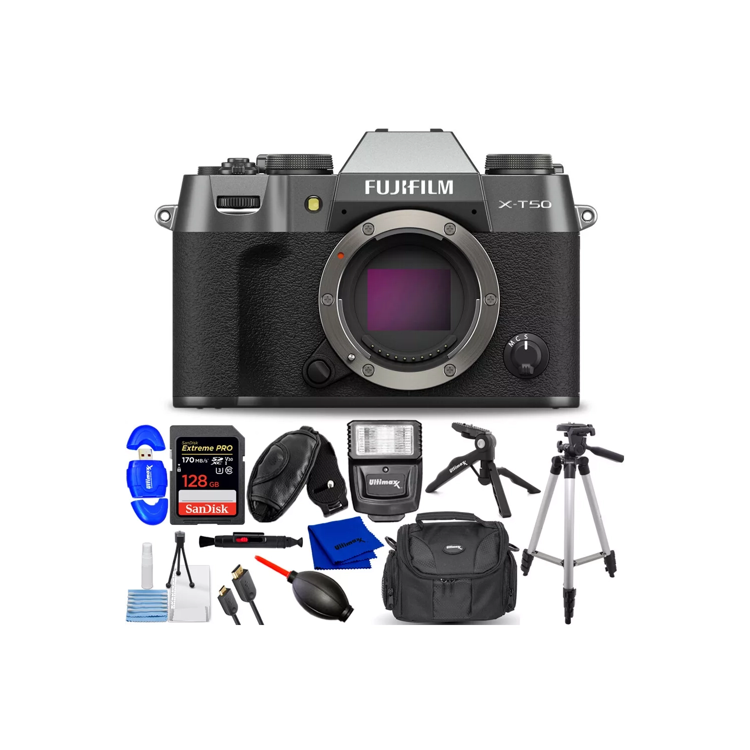 FUJIFILM X-T50 Mirrorless Camera 16828416 - 12PC Accessory Kit