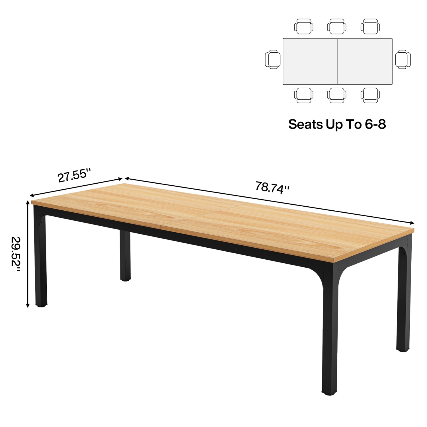 Tribesigns 78.7" Double Person Computer Desk, Modern Conference Table Workstation for Home Office, Light Walnut