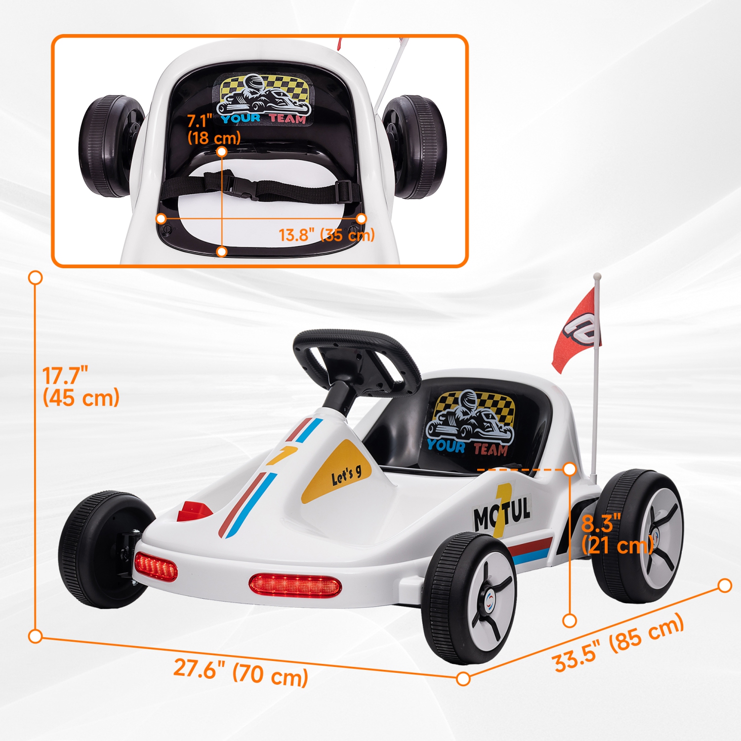 Qaba Go Kart for Kids, 6V 7AH Electric Battery Powerd Ride on Car with Music, Light, Horn, for Toddlers Boys Girs 3-5 Years, White