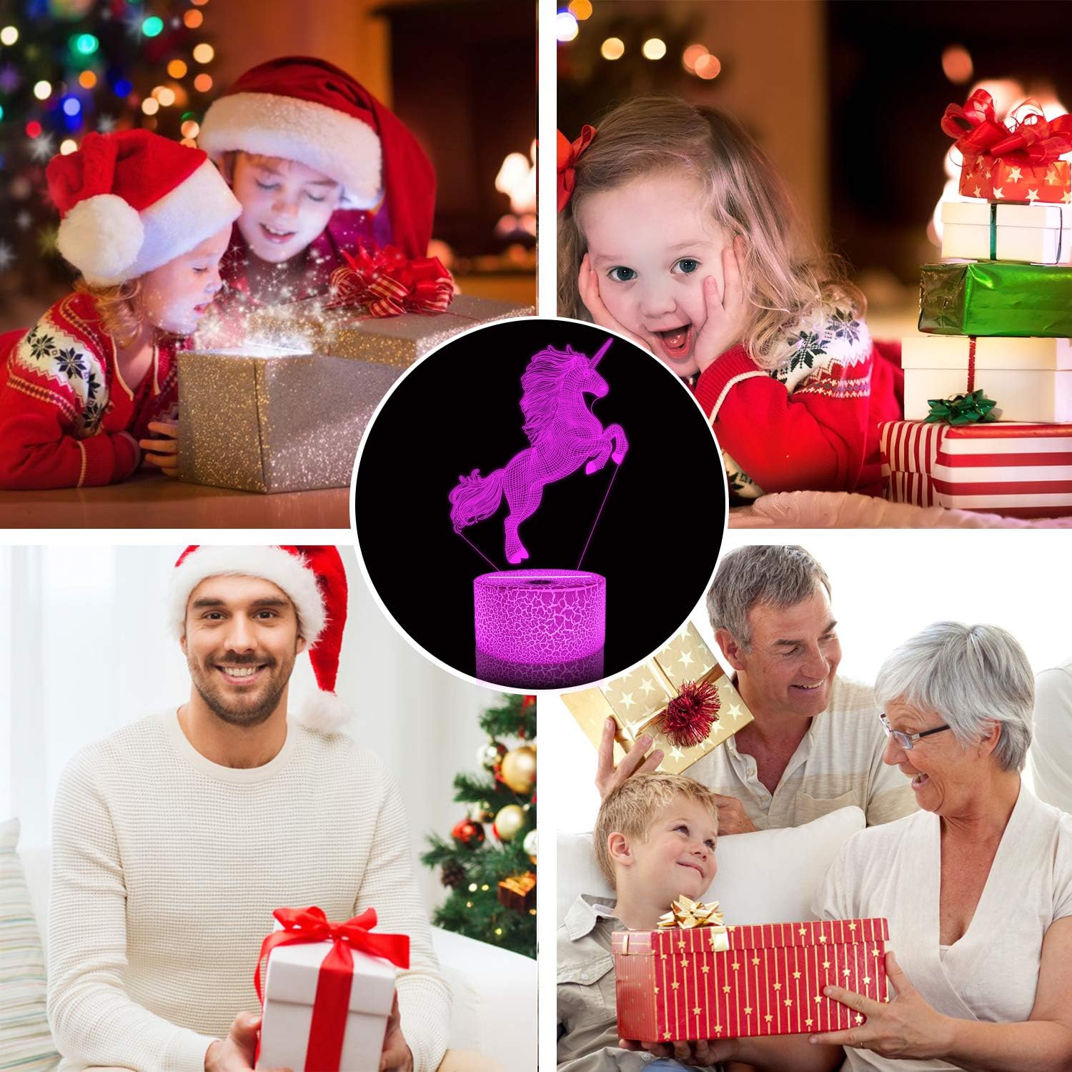 3D Unicorn Night Light Bedside Lamp - 16 Colors Changing Remote Control Hologram Illusion Light, Room Home Decor, Personalized Birthday & Xmas Gift