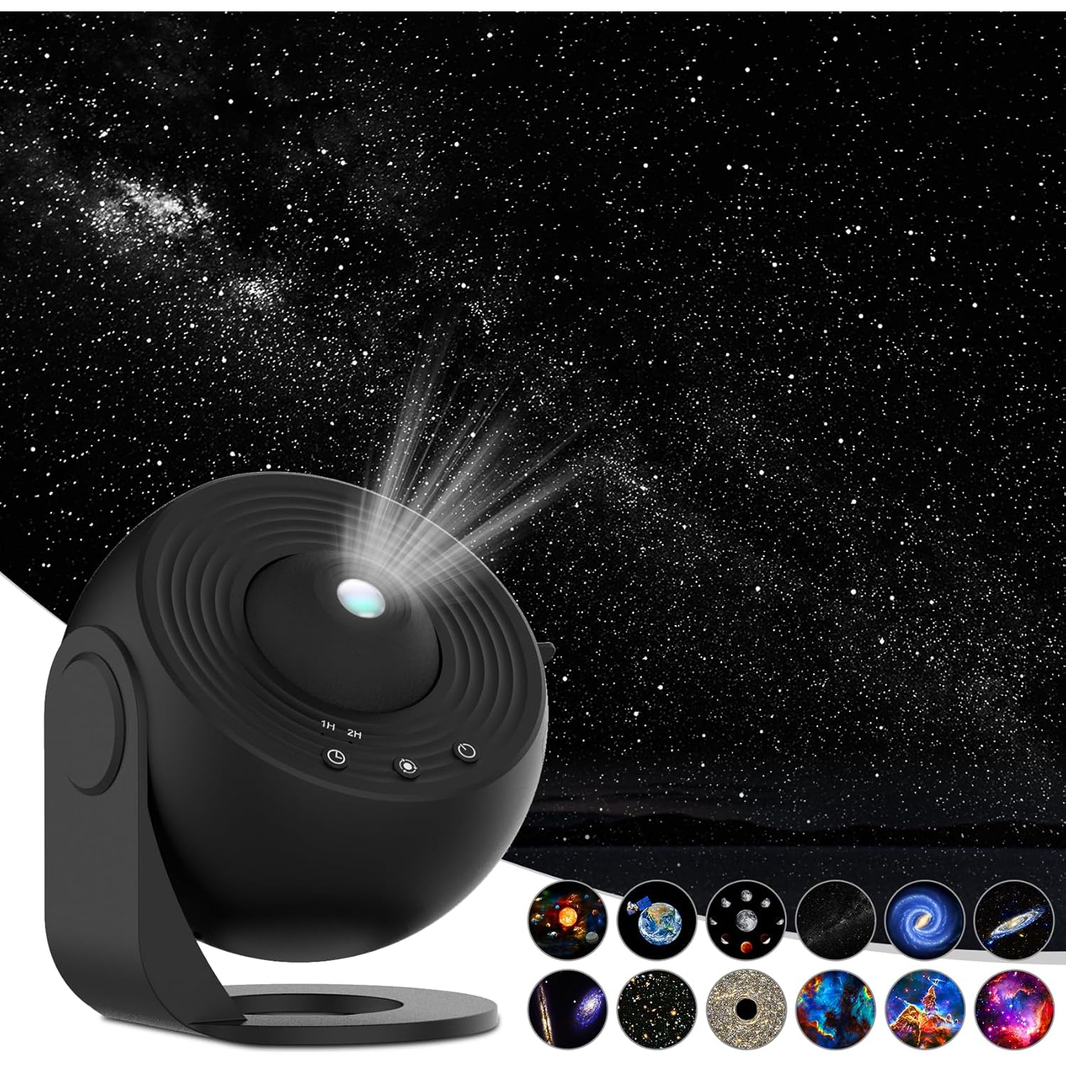 Star Projector,Planetarium Projector for Bedroom Ultra Clear Galaxy Night Light with 4K Replaceable 12 Galaxy Discs 360 Degree Rotation Real Sky
