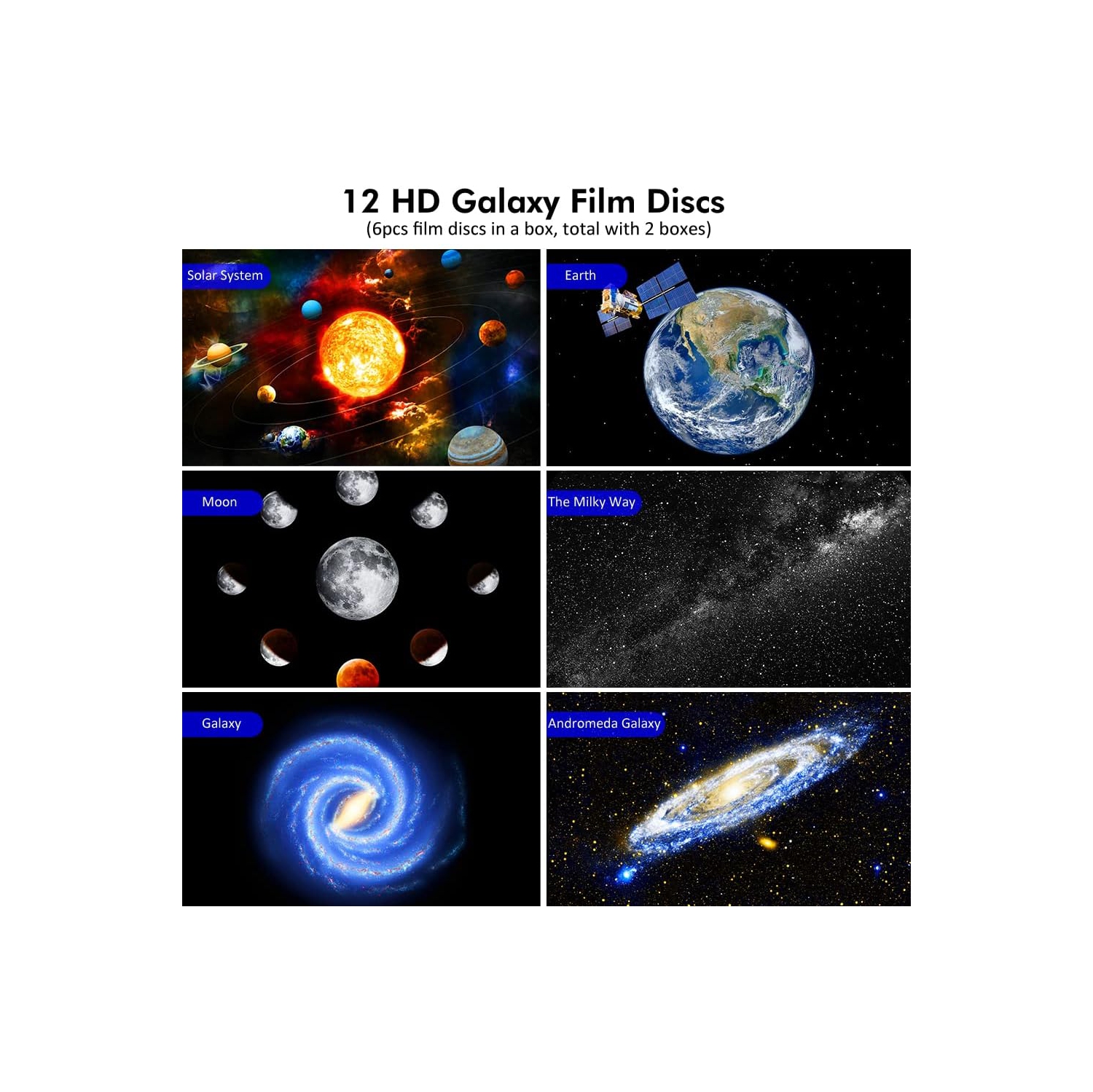 Star Projector,Planetarium Projector for Bedroom Ultra Clear Galaxy Night Light with 4K Replaceable 12 Galaxy Discs 360 Degree Rotation Real Sky