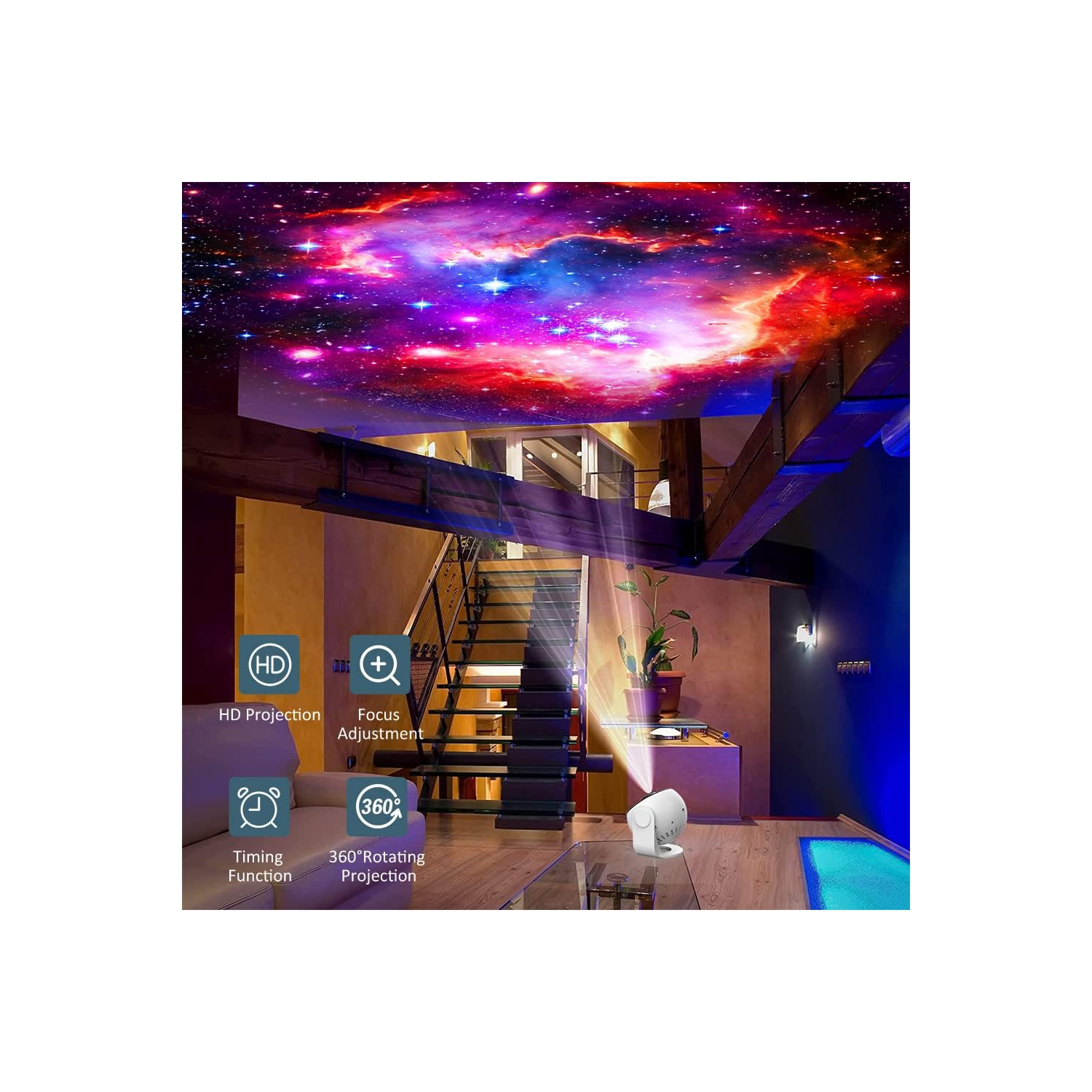 Star Projector,Planetarium Projector for Bedroom Ultra Clear Galaxy Night Light with 4K Replaceable 12 Galaxy Discs 360 Degree Rotation Real Sky
