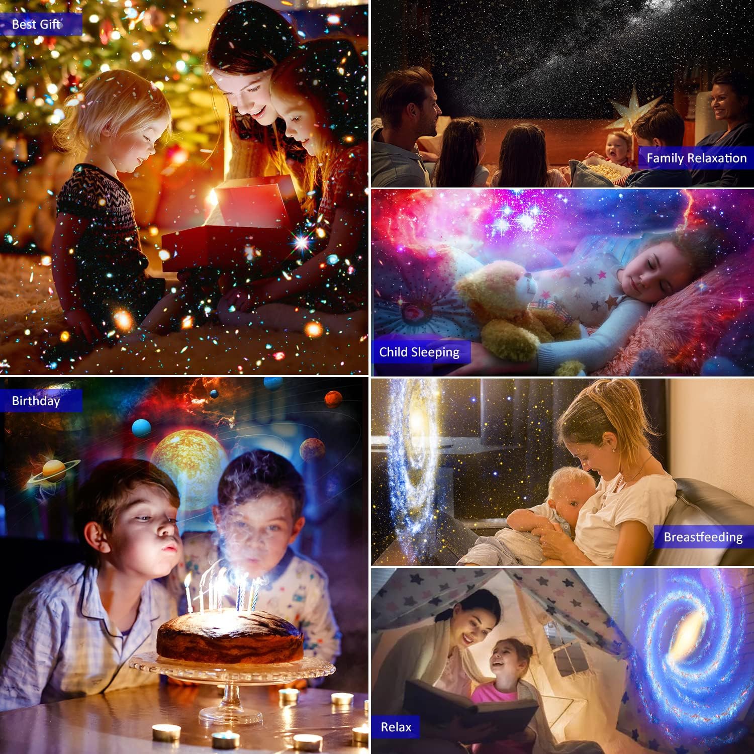 Star Projector,Planetarium Projector for Bedroom Ultra Clear Galaxy Night Light with 4K Replaceable 12 Galaxy Discs 360 Degree Rotation Real Sky