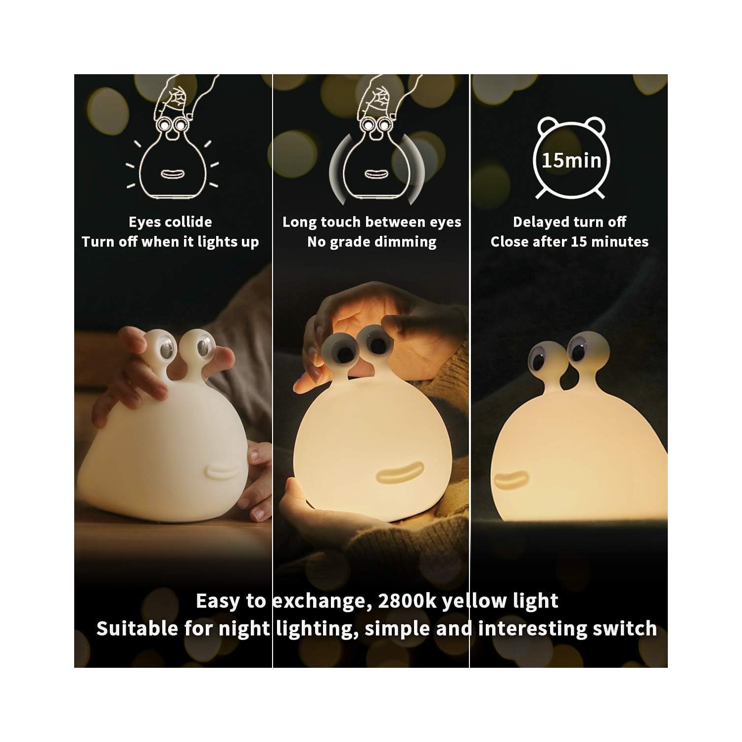 Slug Night Light, Nursery Squishy Lamp, Silicone Night Light for Breastfeeding, Cute Animal Bedside Lamp for Baby Kids Teens, Soft Nightlight with