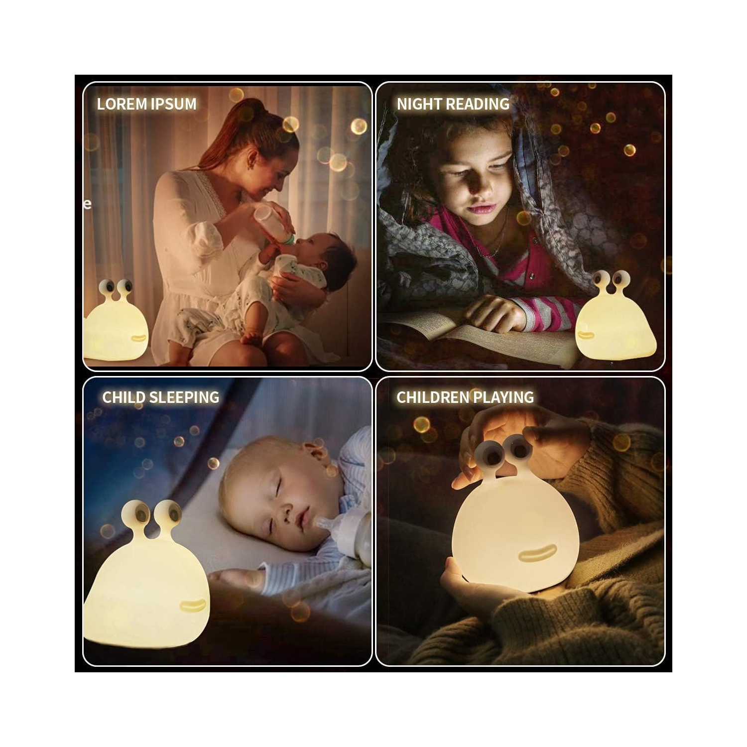 Slug Night Light, Nursery Squishy Lamp, Silicone Night Light for Breastfeeding, Cute Animal Bedside Lamp for Baby Kids Teens, Soft Nightlight with