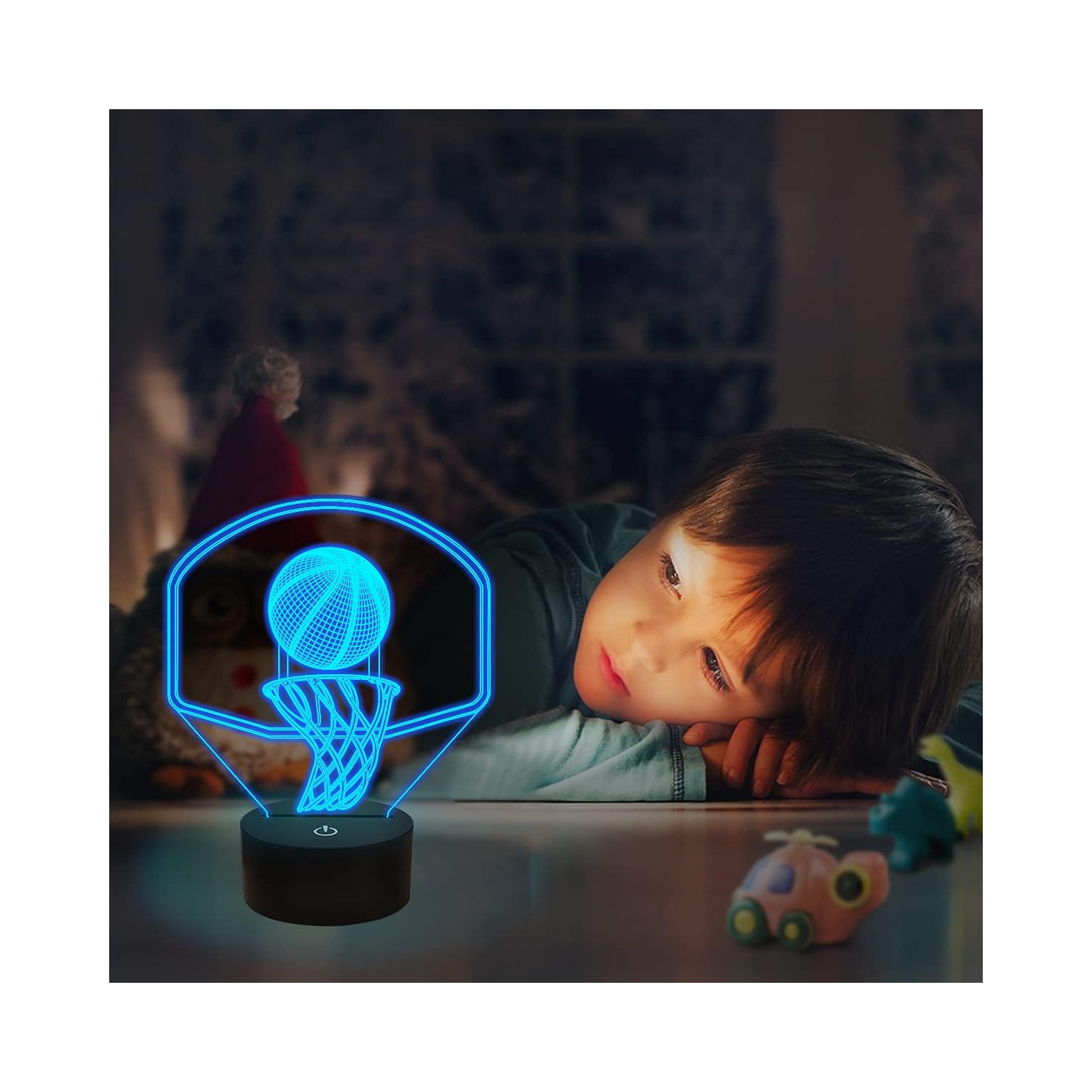 Veilleuse de basket-ball de 3D avec minuterie, anneau d'illusion de panneau pour chambre d'enfant Meilleurs cadeaux de Noël pour garçons amies avec