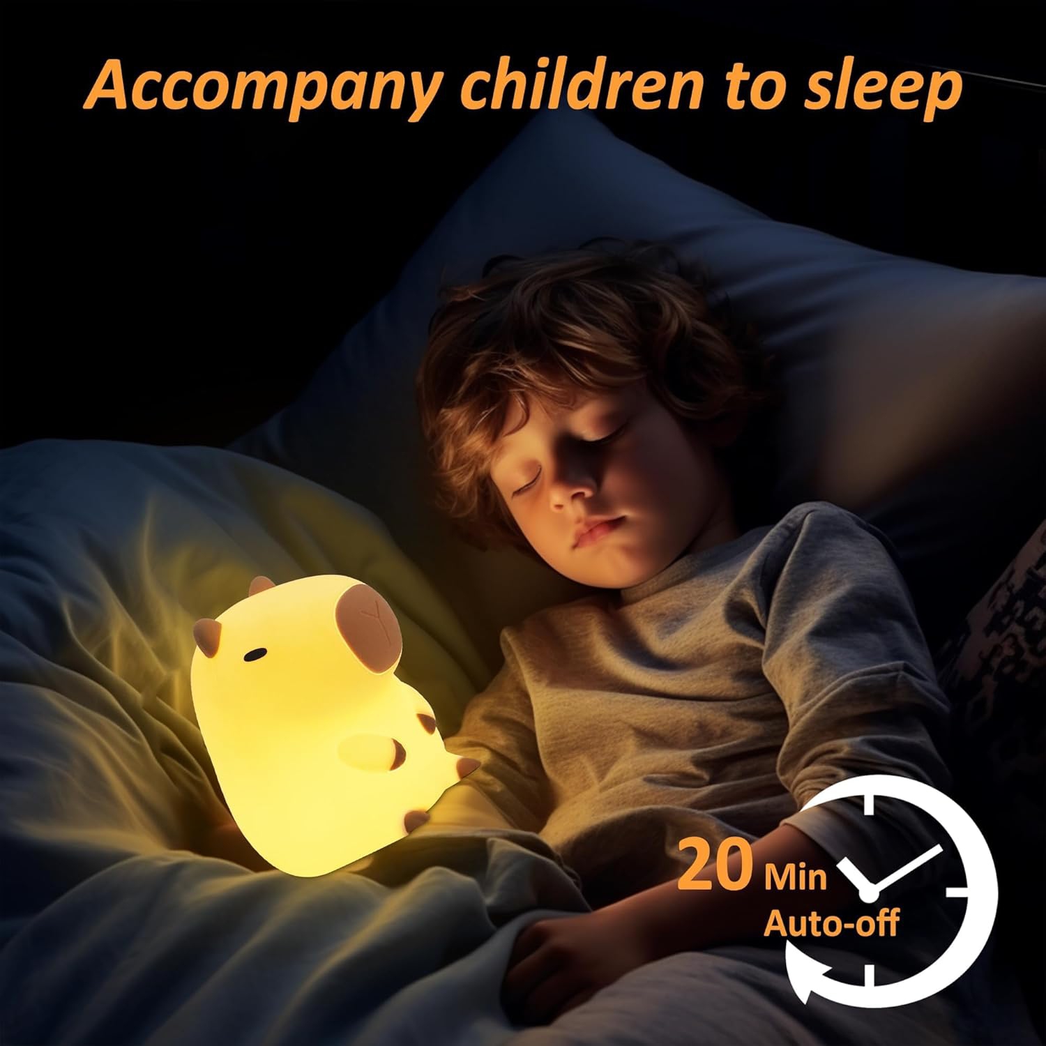 Capybara Night Light, Cute Animal Soft Silicone LED Touch Lamp with Dimmable and Timer, Portable Rechargeable Toddler Bedroom Bedside Table Decor,