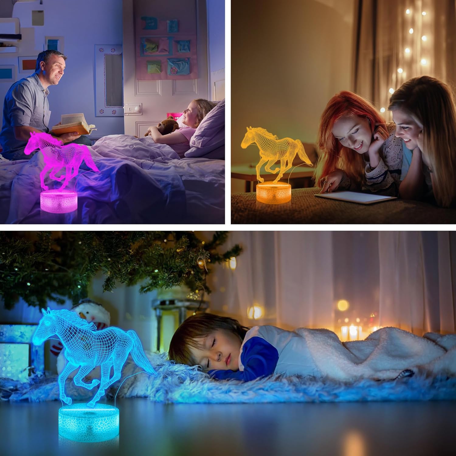 Horse Gifts for Girls, 3D Illusion Lamp, 3D Horse Night Light with 16 Colors Remote and Touch Control, Horses Decor for Kids Room, Girls Birthday