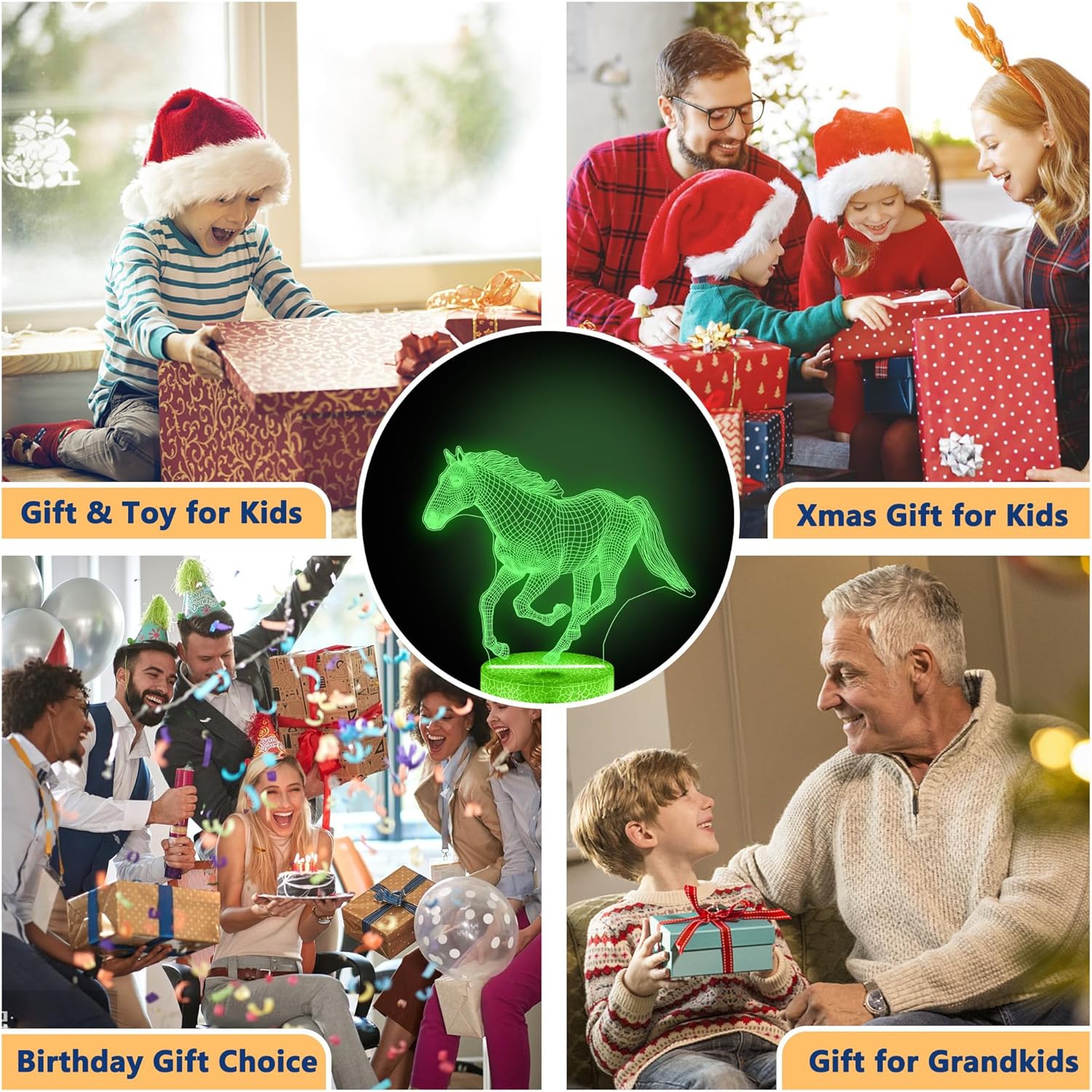 Horse Gifts for Girls, 3D Illusion Lamp, 3D Horse Night Light with 16 Colors Remote and Touch Control, Horses Decor for Kids Room, Girls Birthday