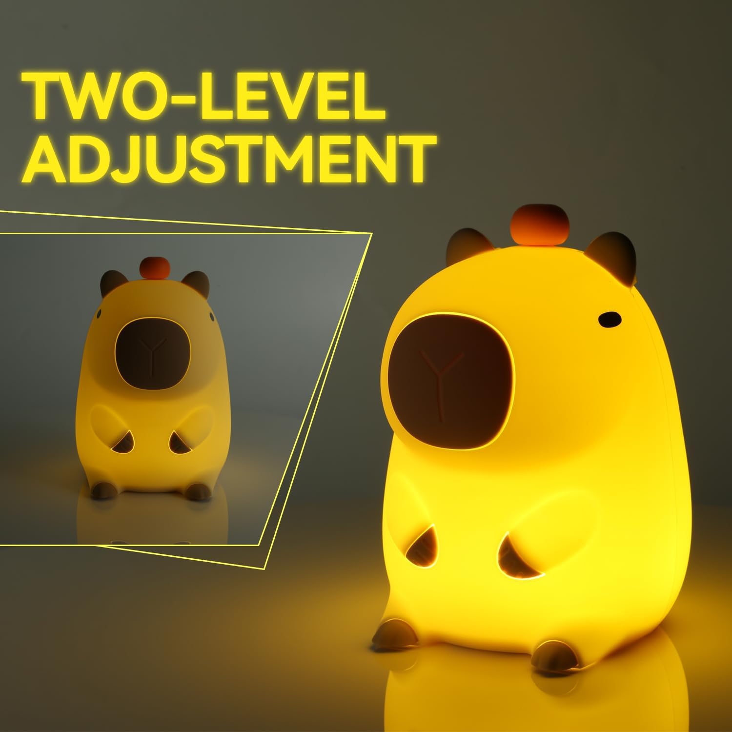 Veilleuse, lumières de nuit USB en capybara avec 2 niveaux de luminosité, lampes à intensité réglable en silicone à toucher pour enfants et bébé pour