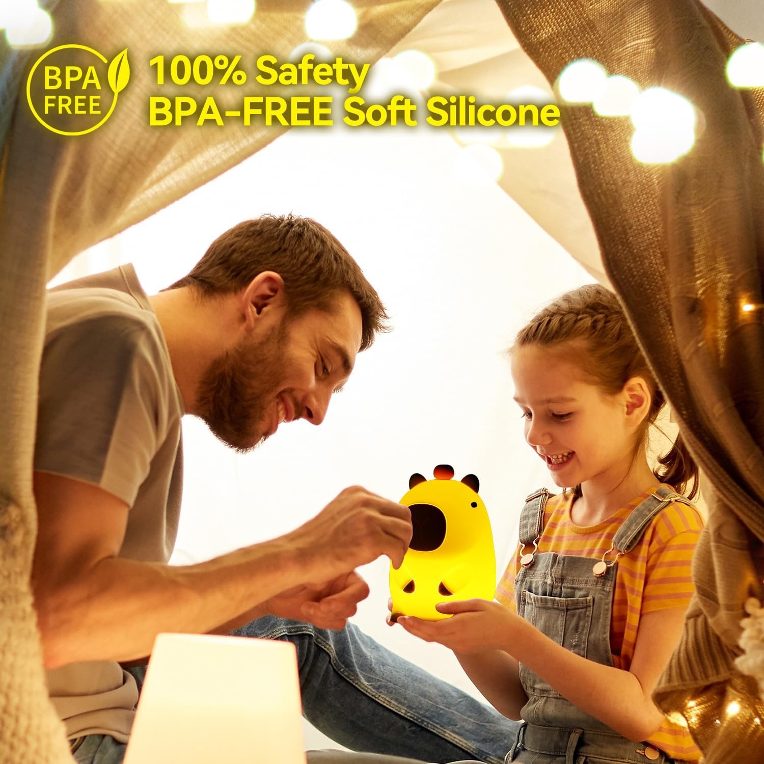 Veilleuse, lumières de nuit USB en capybara avec 2 niveaux de luminosité, lampes à intensité réglable en silicone à toucher pour enfants et bébé pour