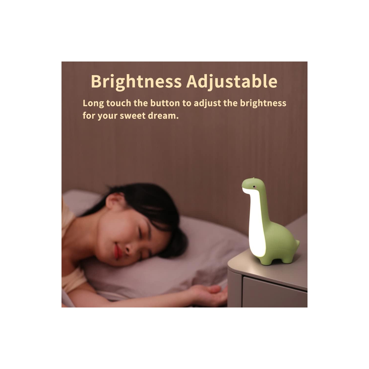 Dinosaur Night Lamp, Dimmable Bedside Night Light USB Rechargeable, Kids Bedroom Sleep Light, Cute Gifts for Girls, Boys, Teens, Friends Birthday,