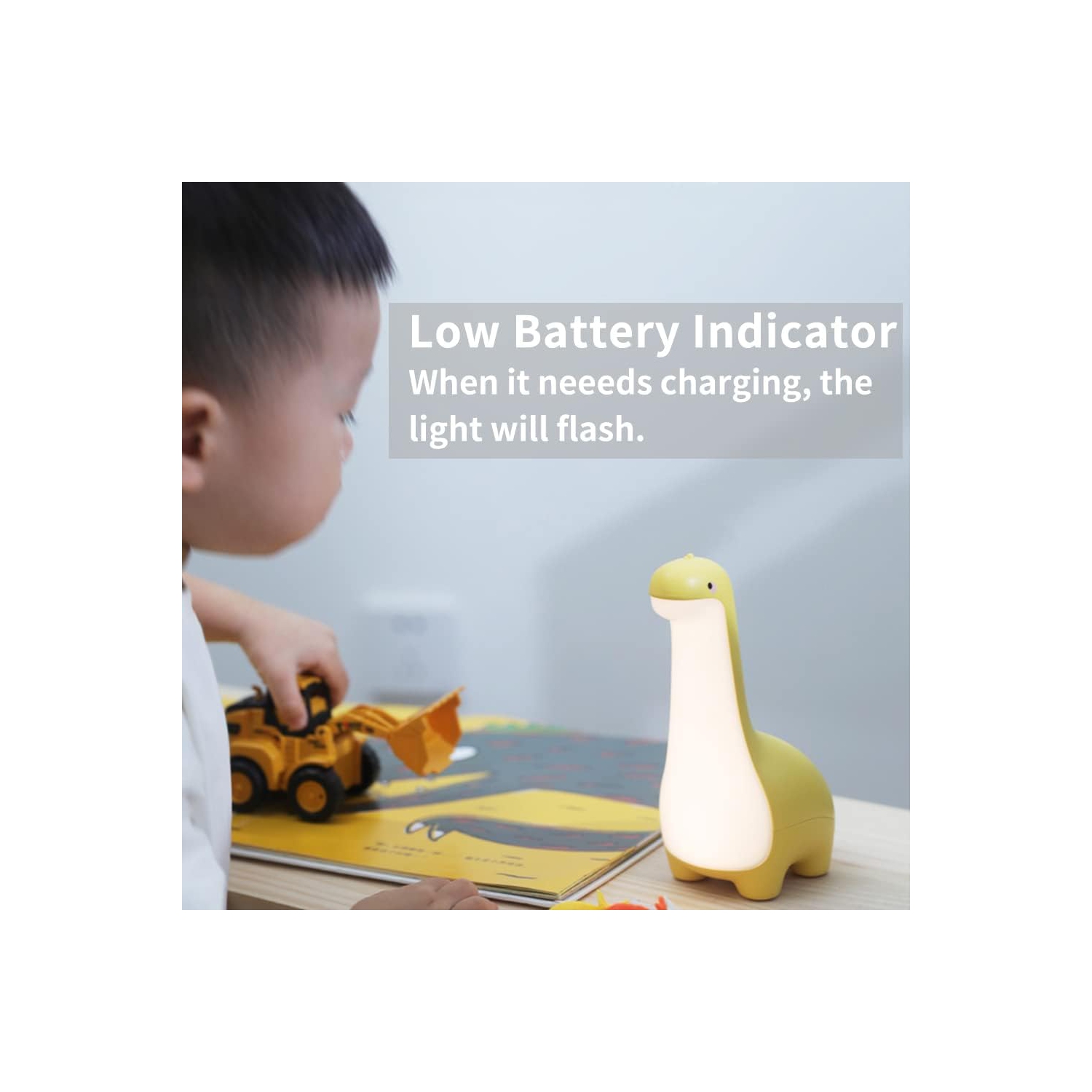 Dinosaur Night Lamp, Dimmable Bedside Night Light USB Rechargeable, Kids Bedroom Sleep Light, Cute Gifts for Girls, Boys, Teens, Friends Birthday,