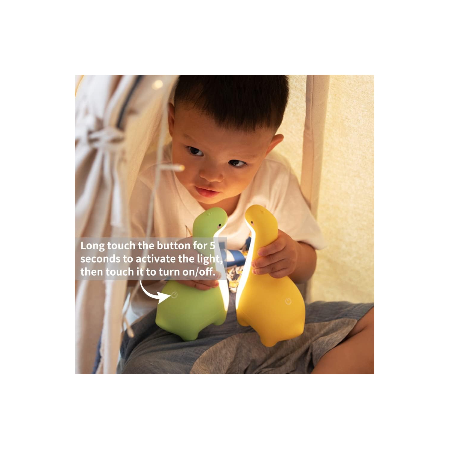 Dinosaur Night Lamp, Dimmable Bedside Night Light USB Rechargeable, Kids Bedroom Sleep Light, Cute Gifts for Girls, Boys, Teens, Friends Birthday,