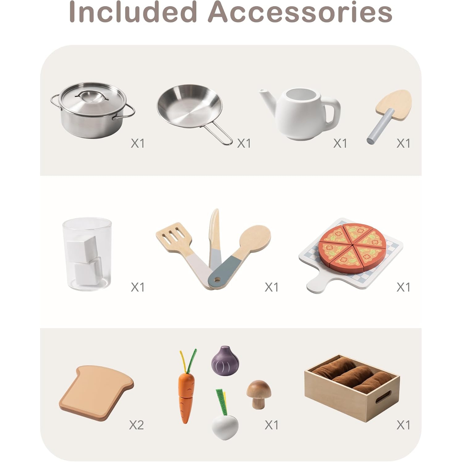 Cuisine jouet pour enfants de ROBUD - Cuisine jouet en bois avec jardinière, Ensemble de cuisine de prétend Montessori avec machine à glaçons et four