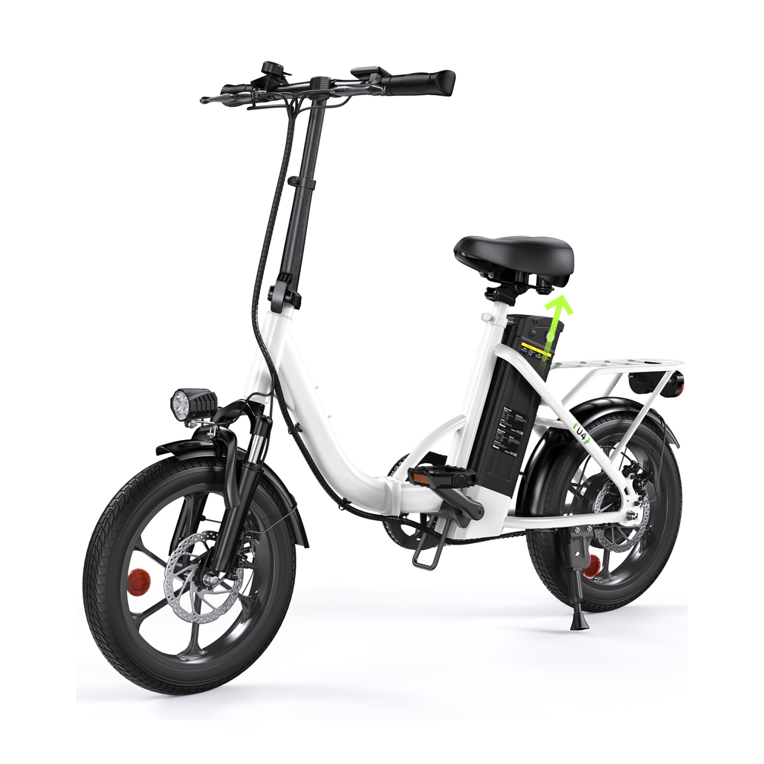 isinwheel U4 Foldable Adults Electric Bike (750W Peak Motor/40 KM/30 KM/h Top Speed - UL2849 certified - 374.4Wh Upgraded Lithium Ion Battery - 16 Inch Tires) - White
