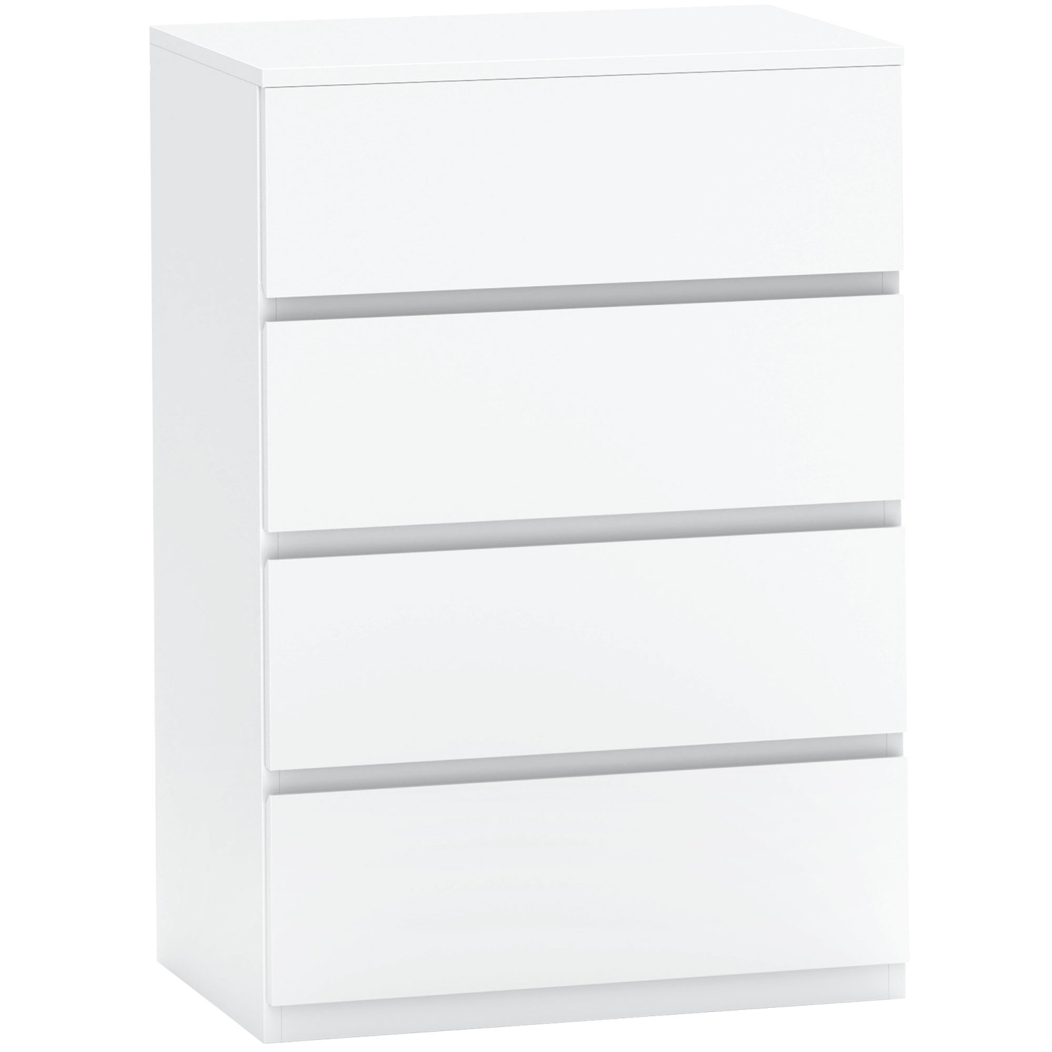 Commode de HOMCOM pour chambre à coucher avec 4 tiroirs, commode moderne, armoire de rangement en bois autonome pour salon, corridor, blanc