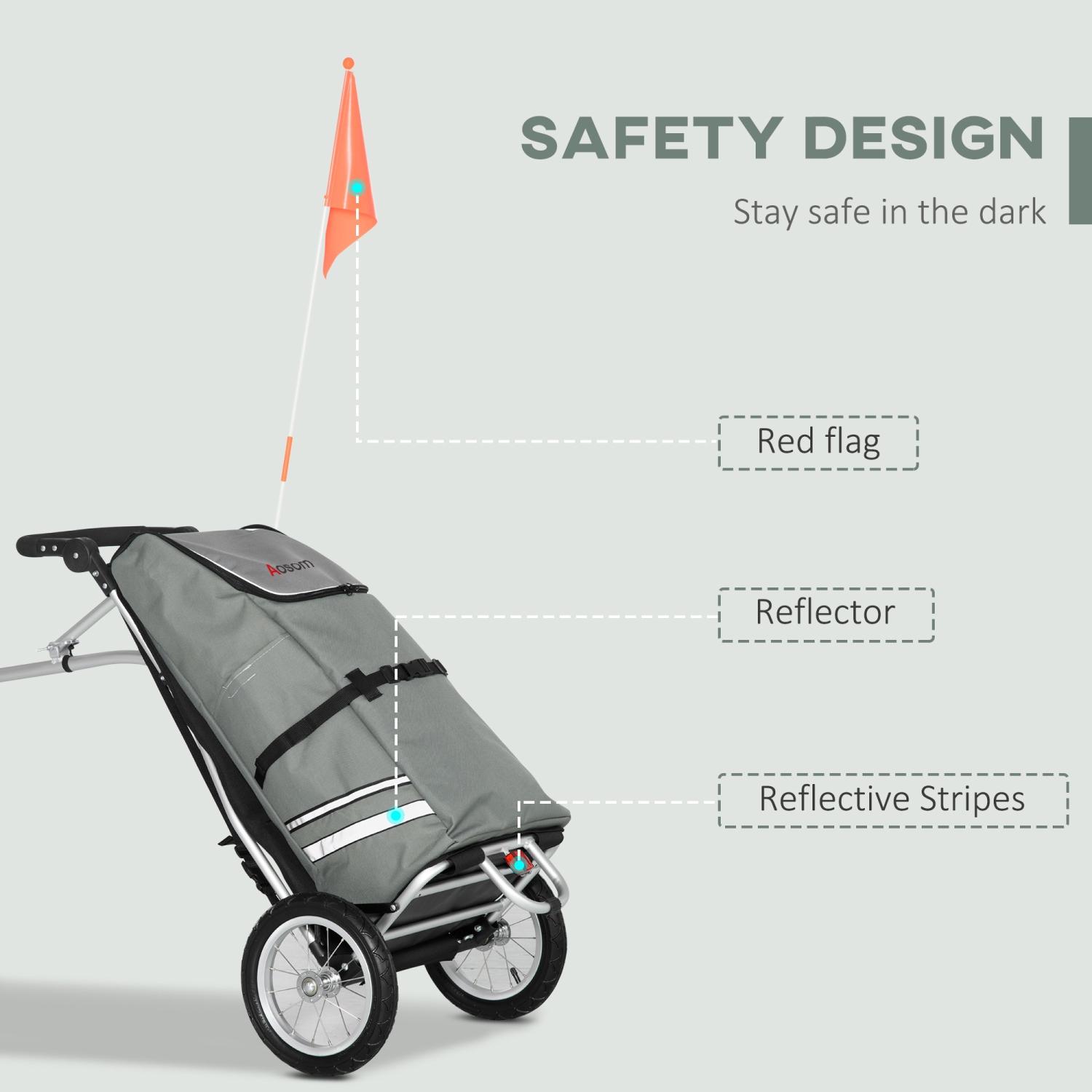 Remorque pour vélo d'Aosom, remorque de vélo avec roues de 12&nbsp;po, bandes réfléchissantes, porte-chariot d'extérieur avec cadre en aluminium