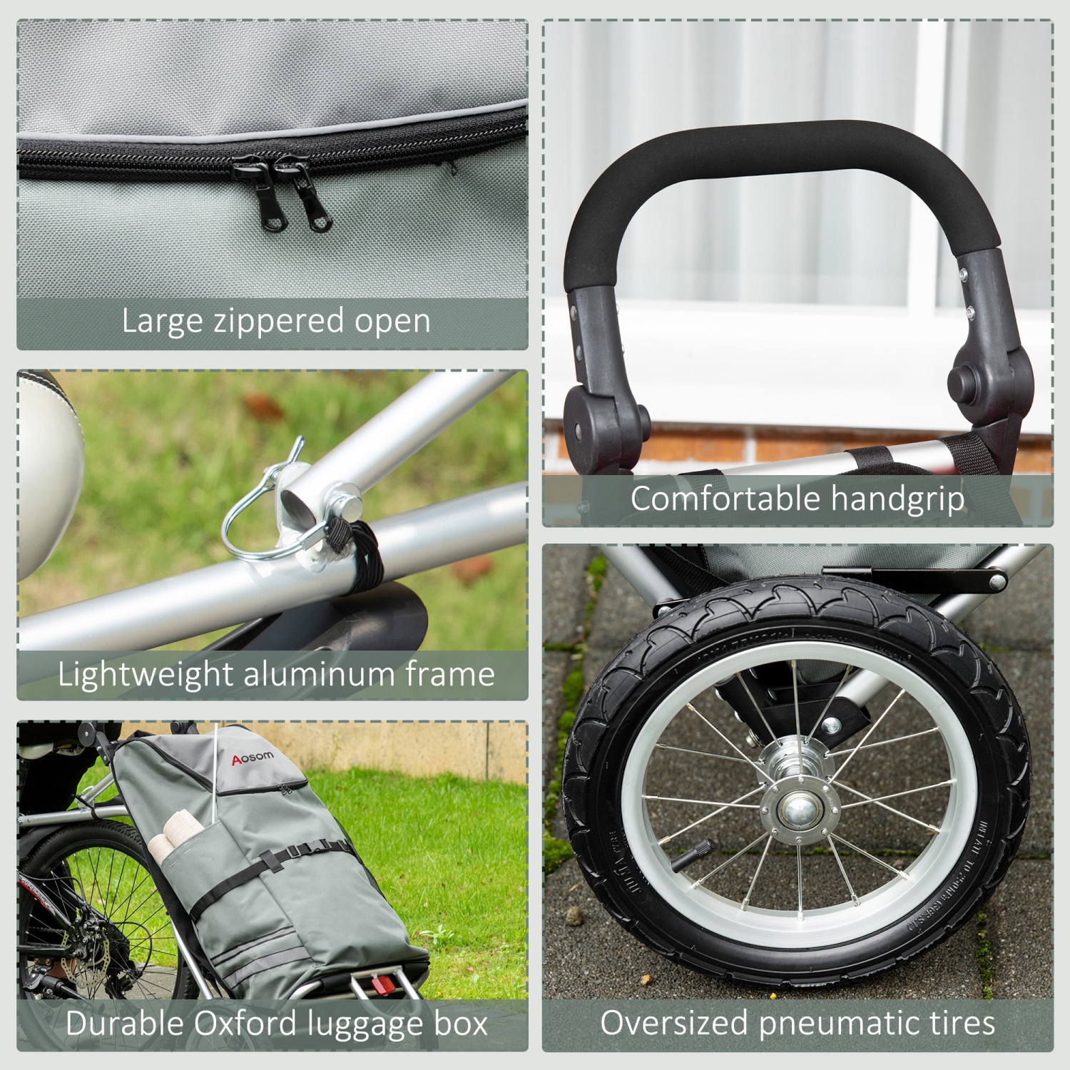 Remorque pour vélo d'Aosom, remorque de vélo avec roues de 12&nbsp;po, bandes réfléchissantes, porte-chariot d'extérieur avec cadre en aluminium