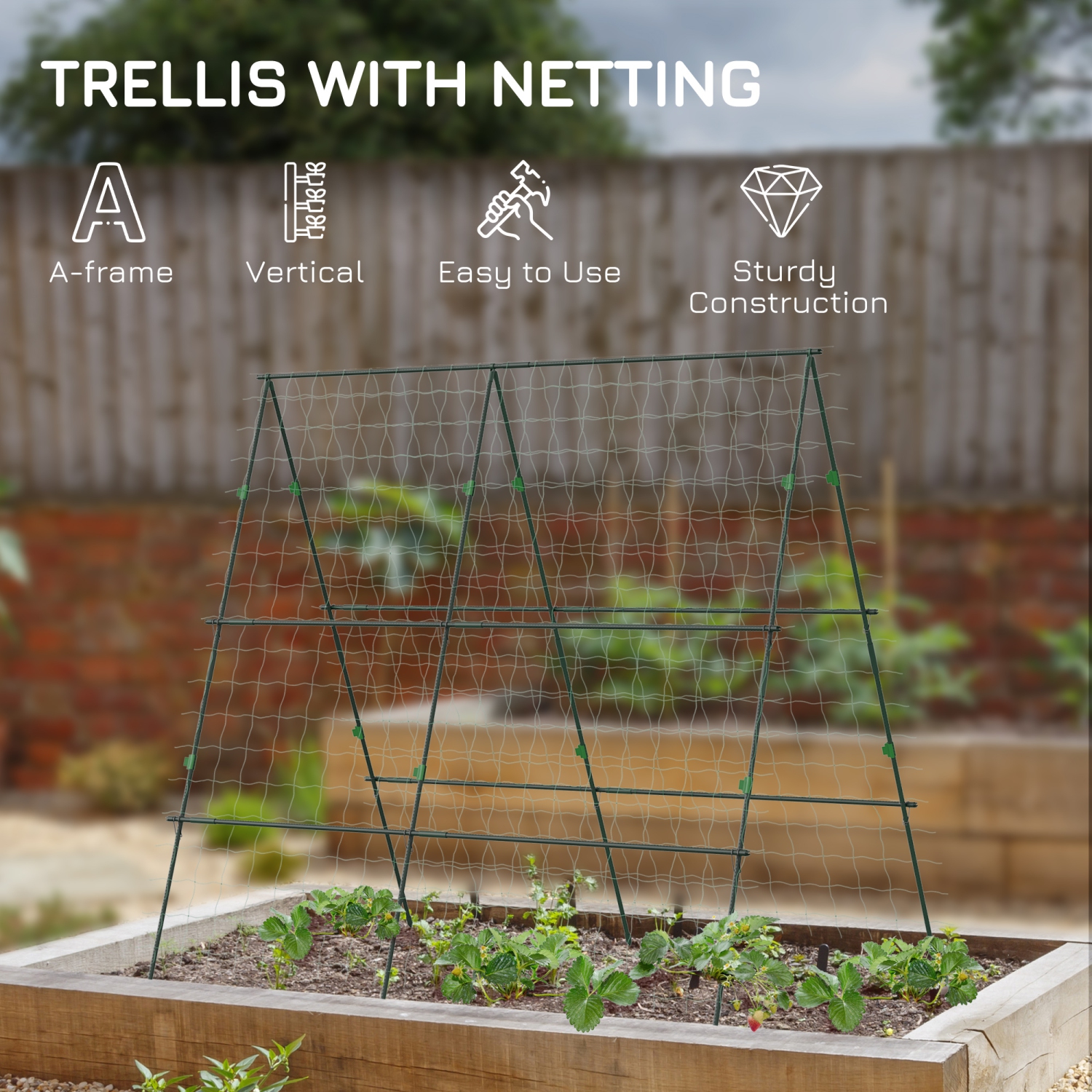 Treillis en métal Outsunny de 71 x 71&nbsp;po avec moustiquaire pour plantes grimpantes, légumes, treillis En forme de tomate et de tomate pour