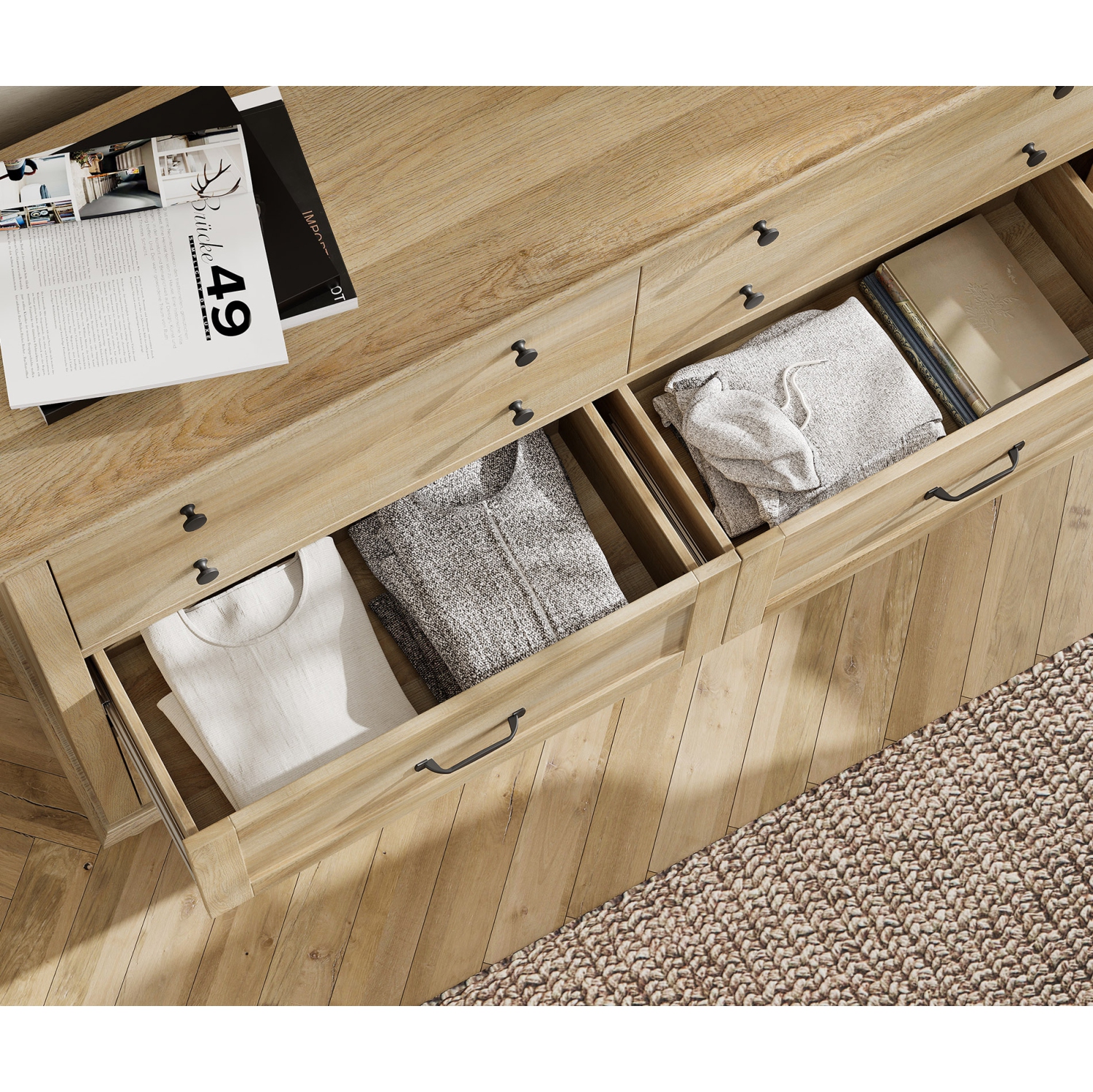 Commode 2-en-1 pour bébé WAMPAT avec 16 tiroirs pour chambre d'enfant, commode double en bois Farmhouse Kids pour chambre à coucher, chambre
