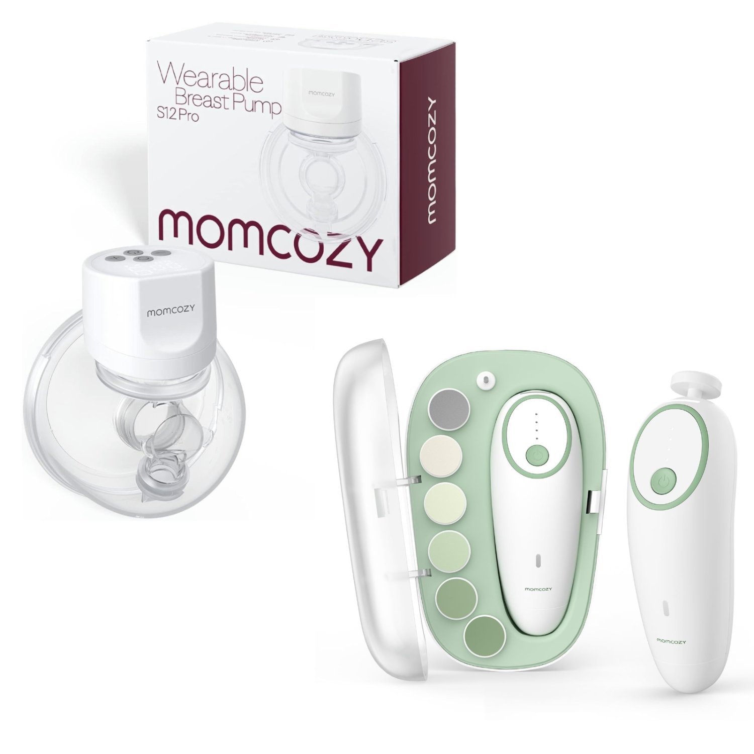 Tire-lait portable Momcozy S12 Pro & Tondeuse à ongles Momcozy Baby, électrique, rechargeable, cadeau pour la fête prénatale
