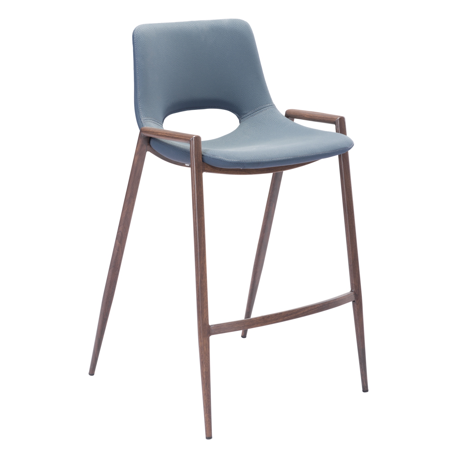 Desi Counter Stool Azure Gray & Walnut