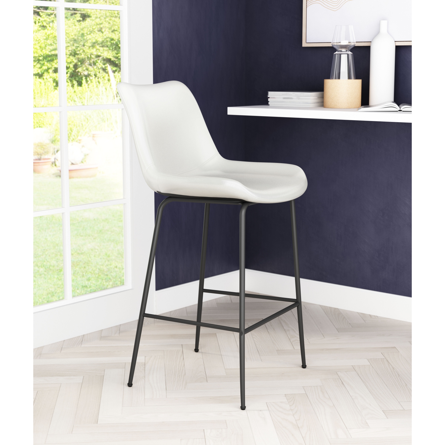 Tabouret de comptoir Byron blanc