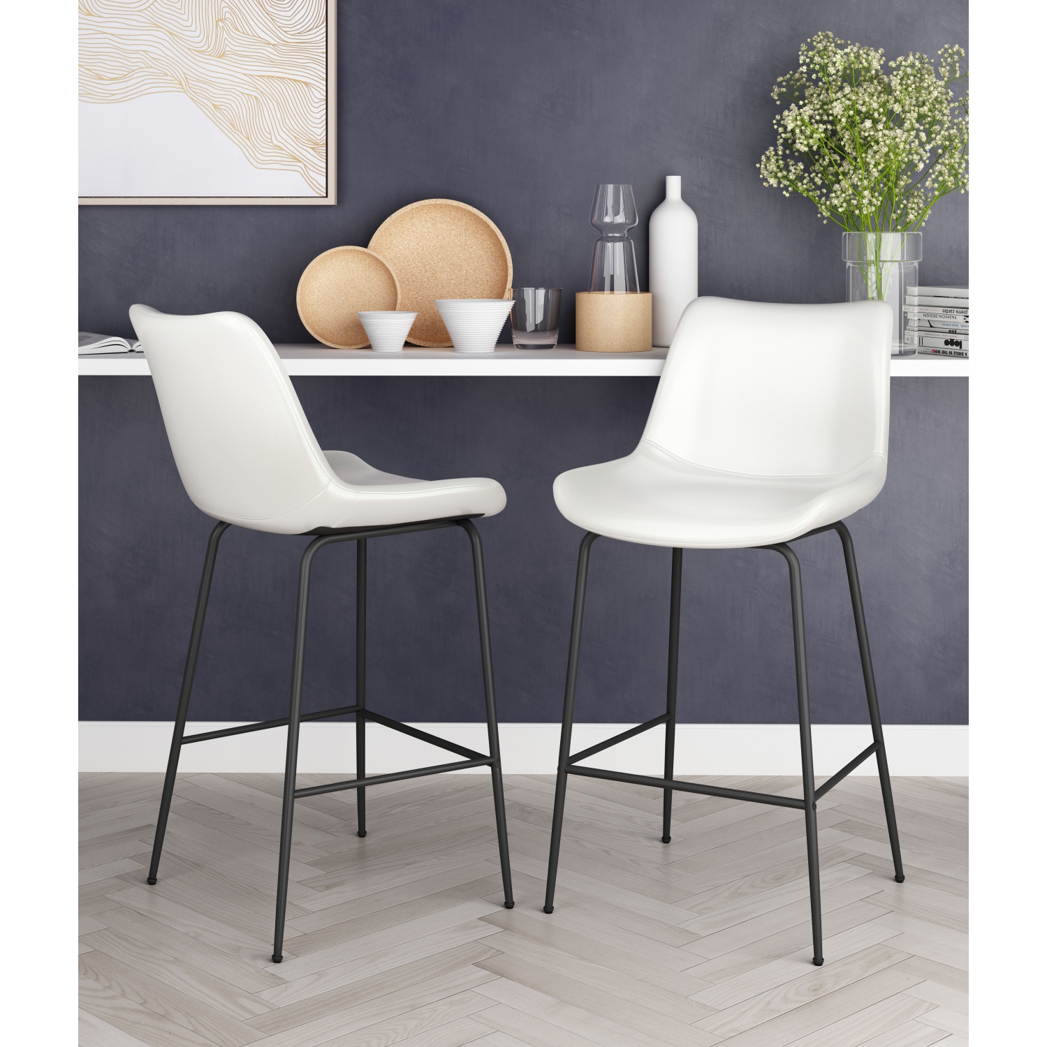 Tabouret de comptoir Byron blanc