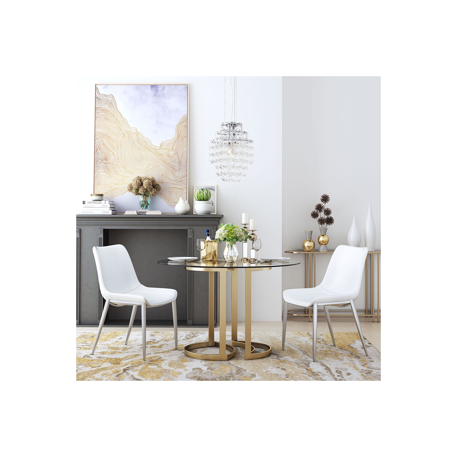 Magnus Dining Chair White & Silver