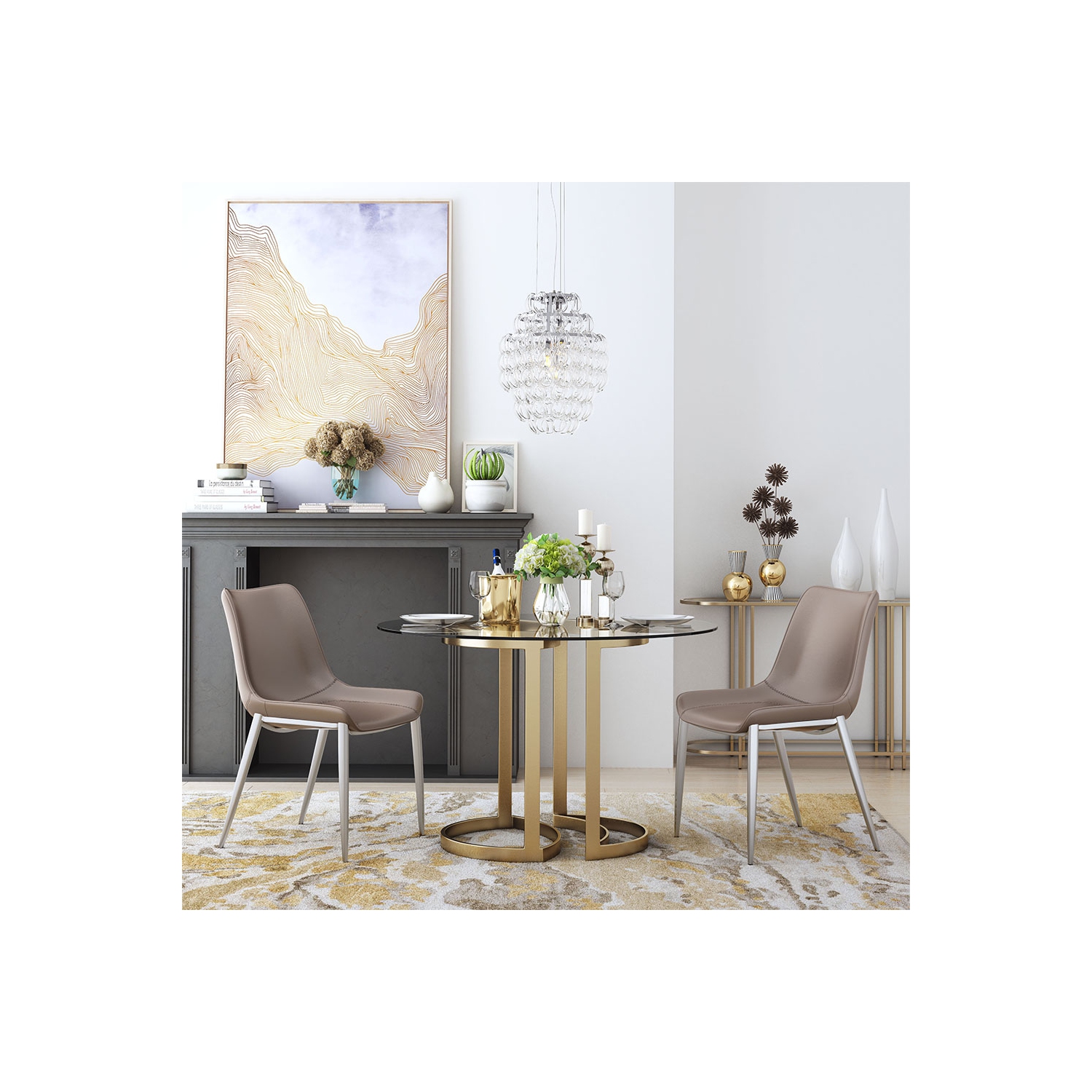 Magnus Dining Chair Brown & Silver