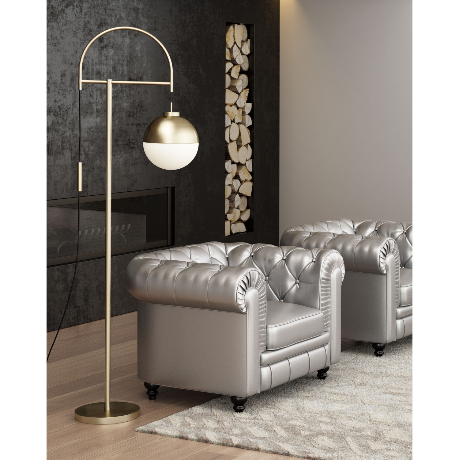 Waterloo Floor Lamp White & Bronze