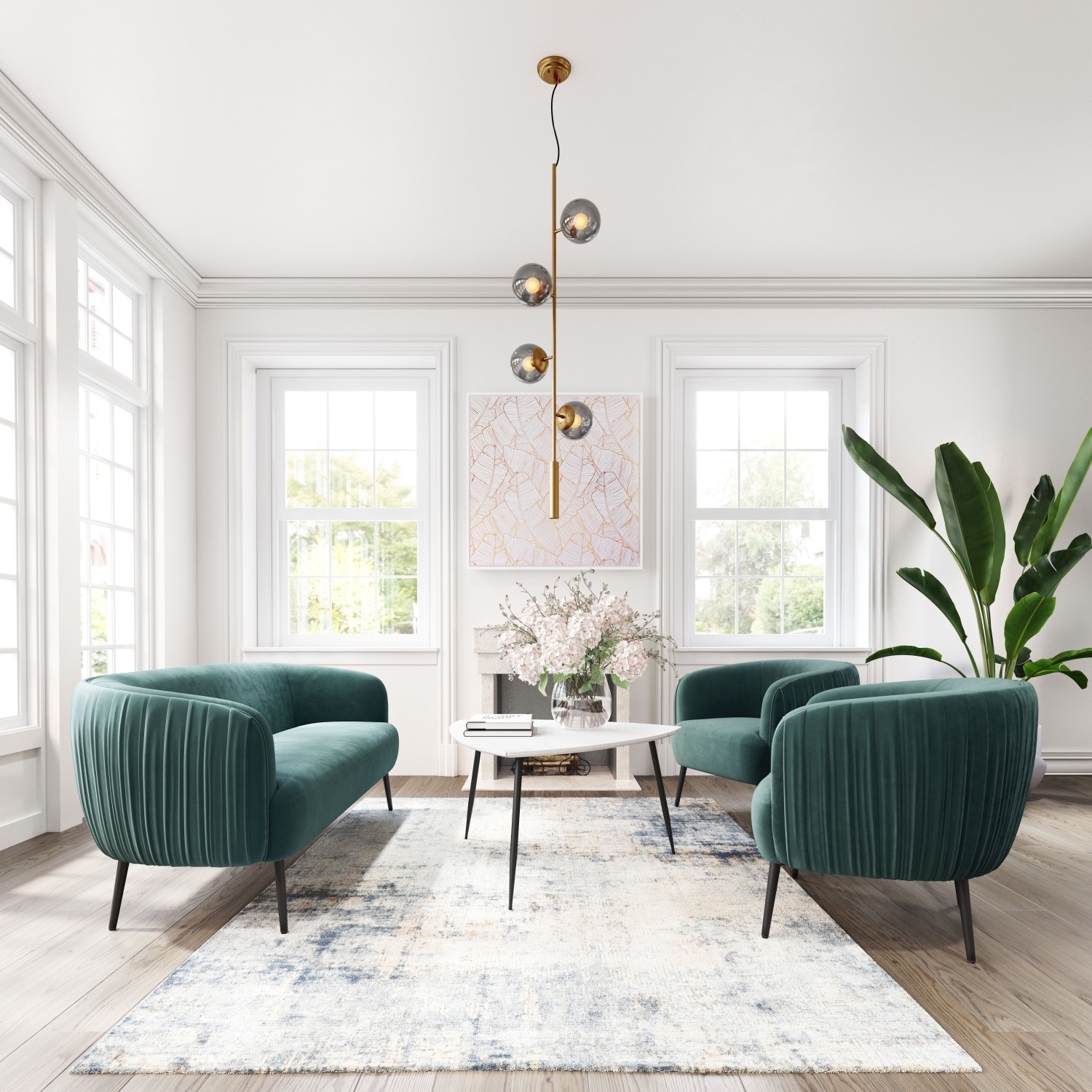 Table de salle à manger Strela, blanche et noire