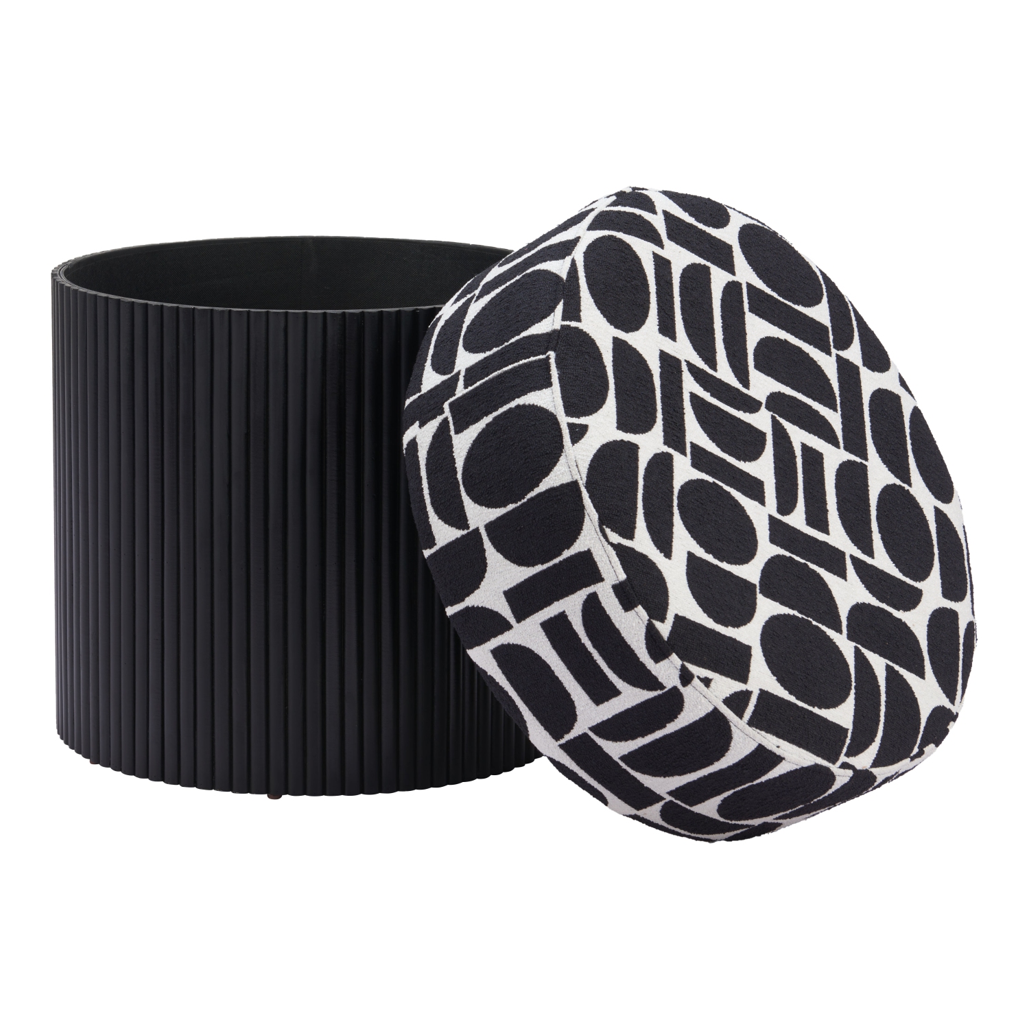 Boto Storage Ottoman Black & White