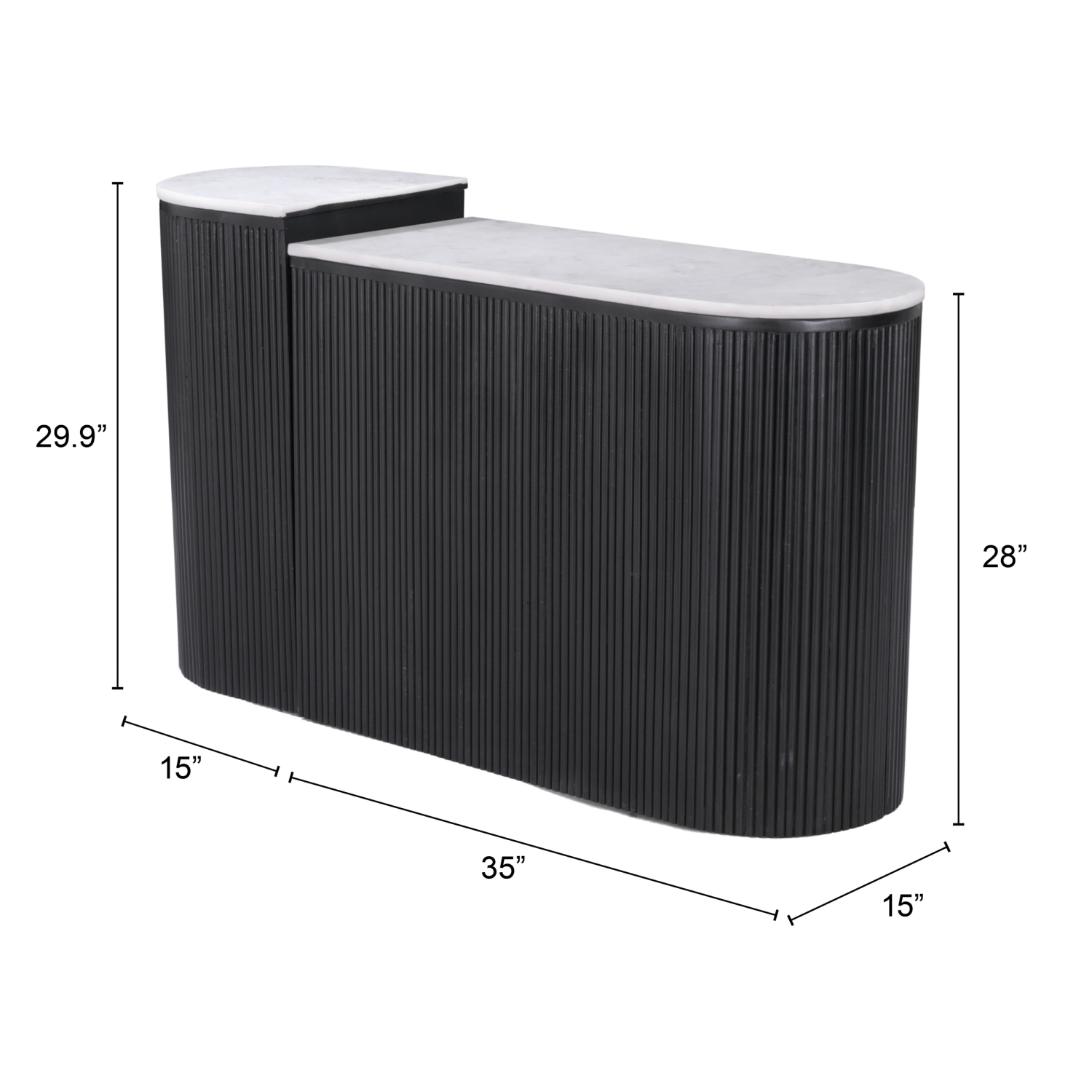 Ormara Console Table Set White & Black