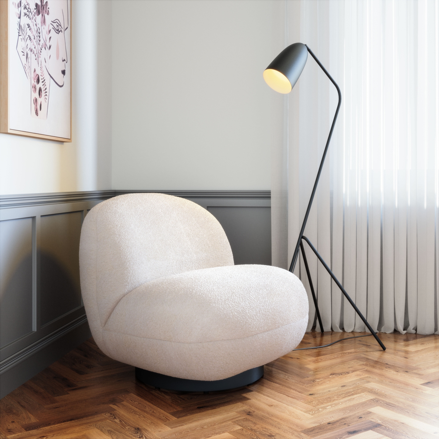 Fauteuil d'appoint Myanmar, crème