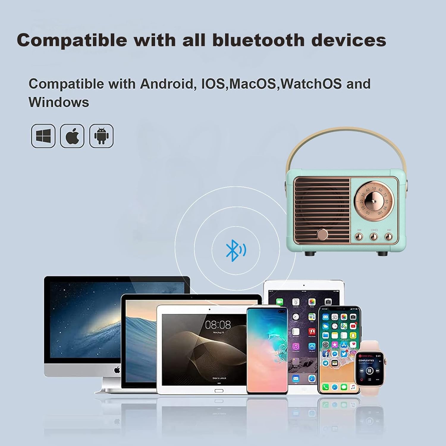 Retro BT 5.0 Speaker, HiFi Stereo Low Power Consumption Speaker, 360 Degree Stereo HiFi Sound Vintage Speaker with a Fast Transmission Speed, for