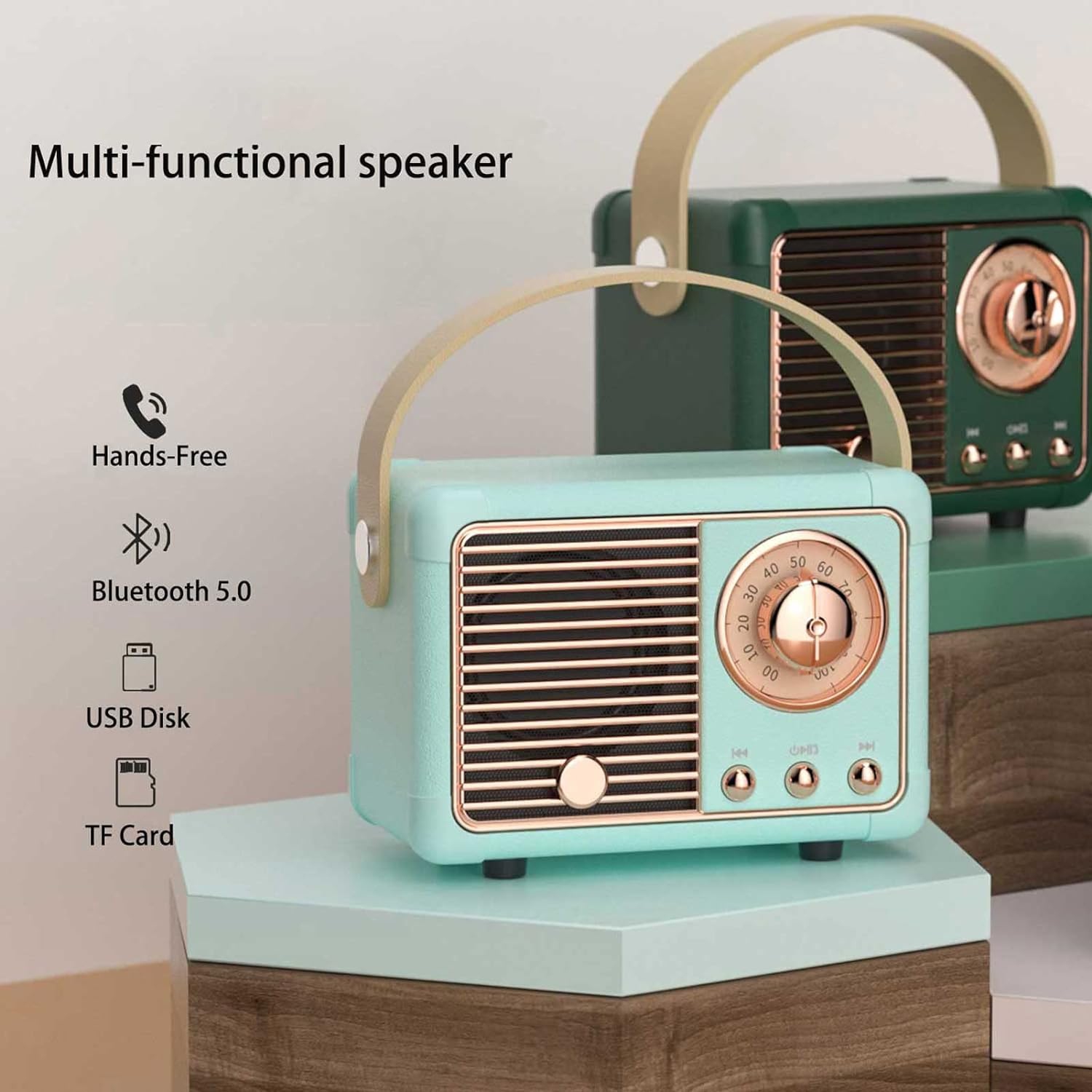 Retro BT 5.0 Speaker, HiFi Stereo Low Power Consumption Speaker, 360 Degree Stereo HiFi Sound Vintage Speaker with a Fast Transmission Speed, for