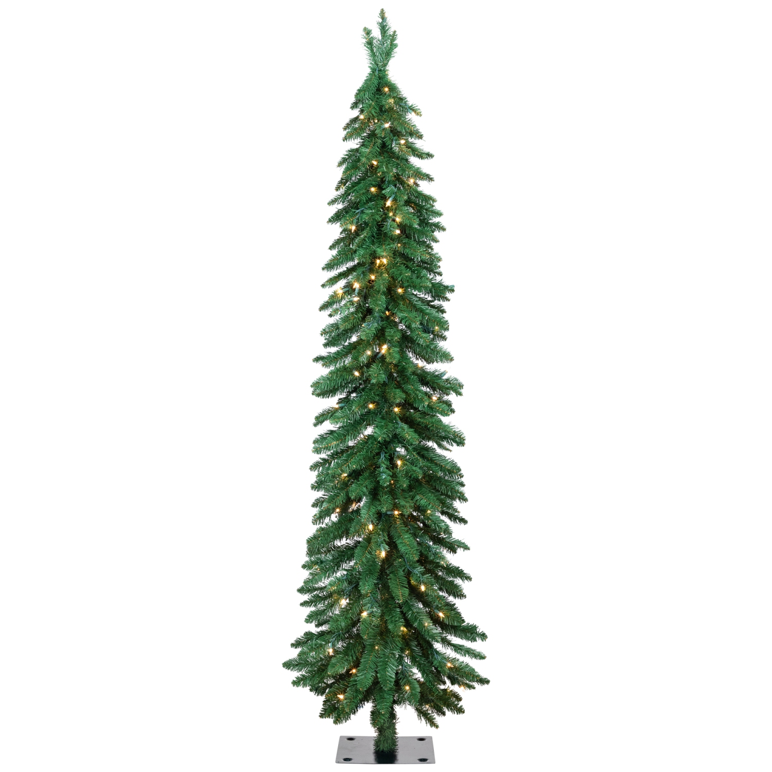 Pre-Lit Pencil Alpine Artificial Christmas Tree - 6' - Clear Lights