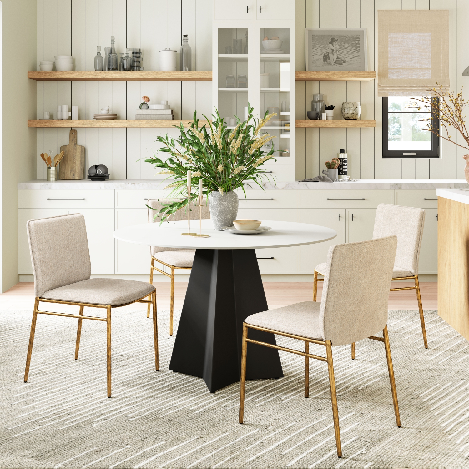 Nordvest Dining Chair Beige & Gold
