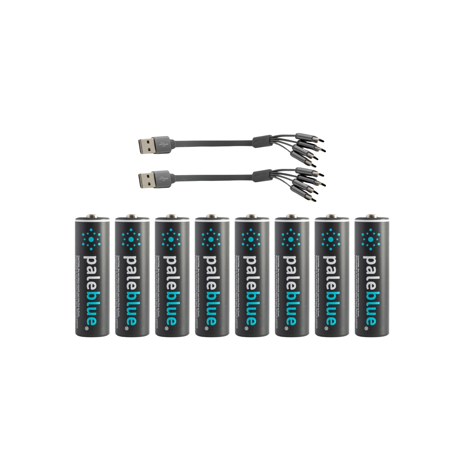 Piles AA rechargeables par USB bleu pâle – 1700&nbsp;mAh au lithium-ion 1,5&nbsp;V, recharge rapide avec indicateurs de charge LED