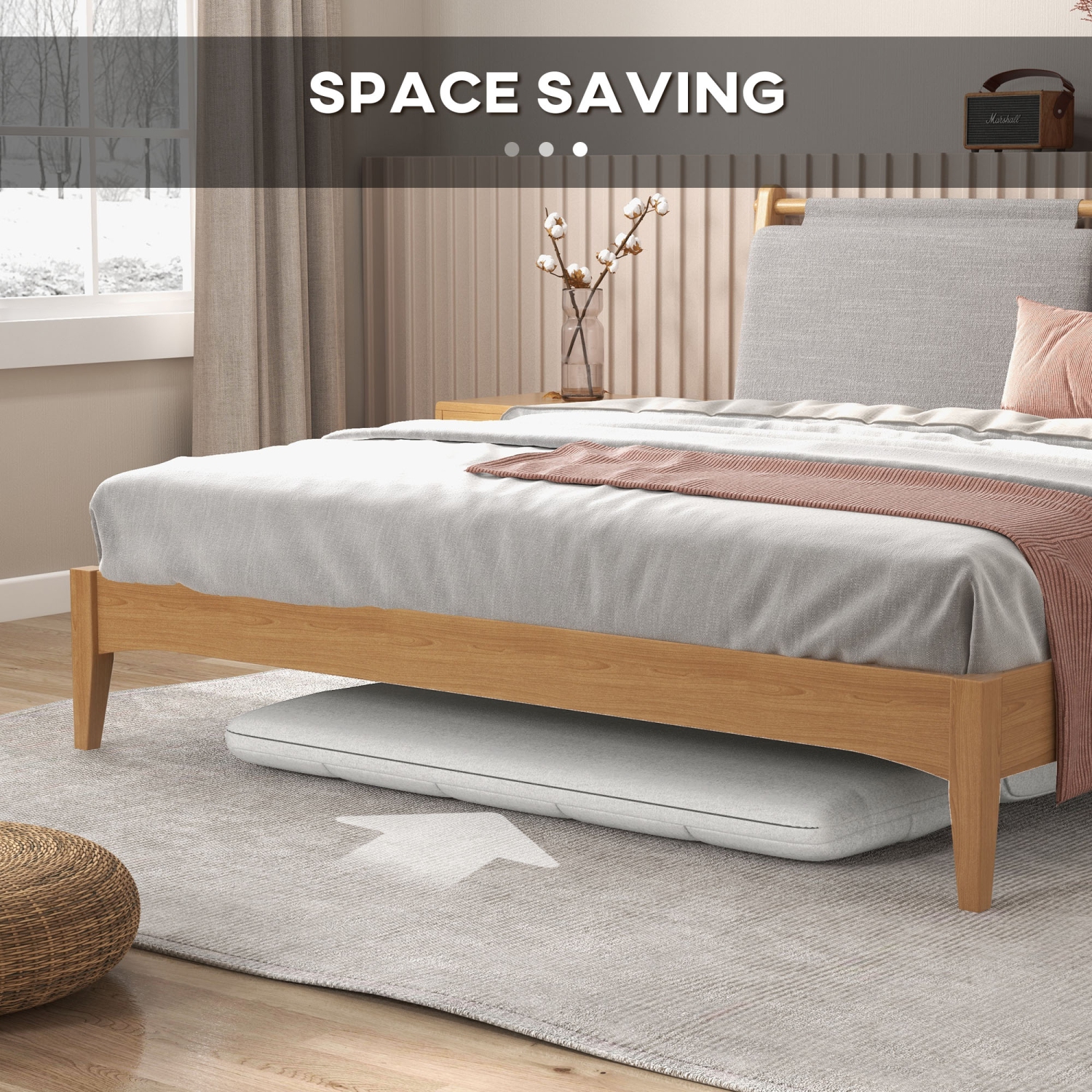 HOMCOM 51" Folding Floor Sofa, Foldable 2-Seater Lazy Sofa Sleeper Bed, Adjustable Linen Floor Couch with 9-position Backrest, 2 Pillows and Wide