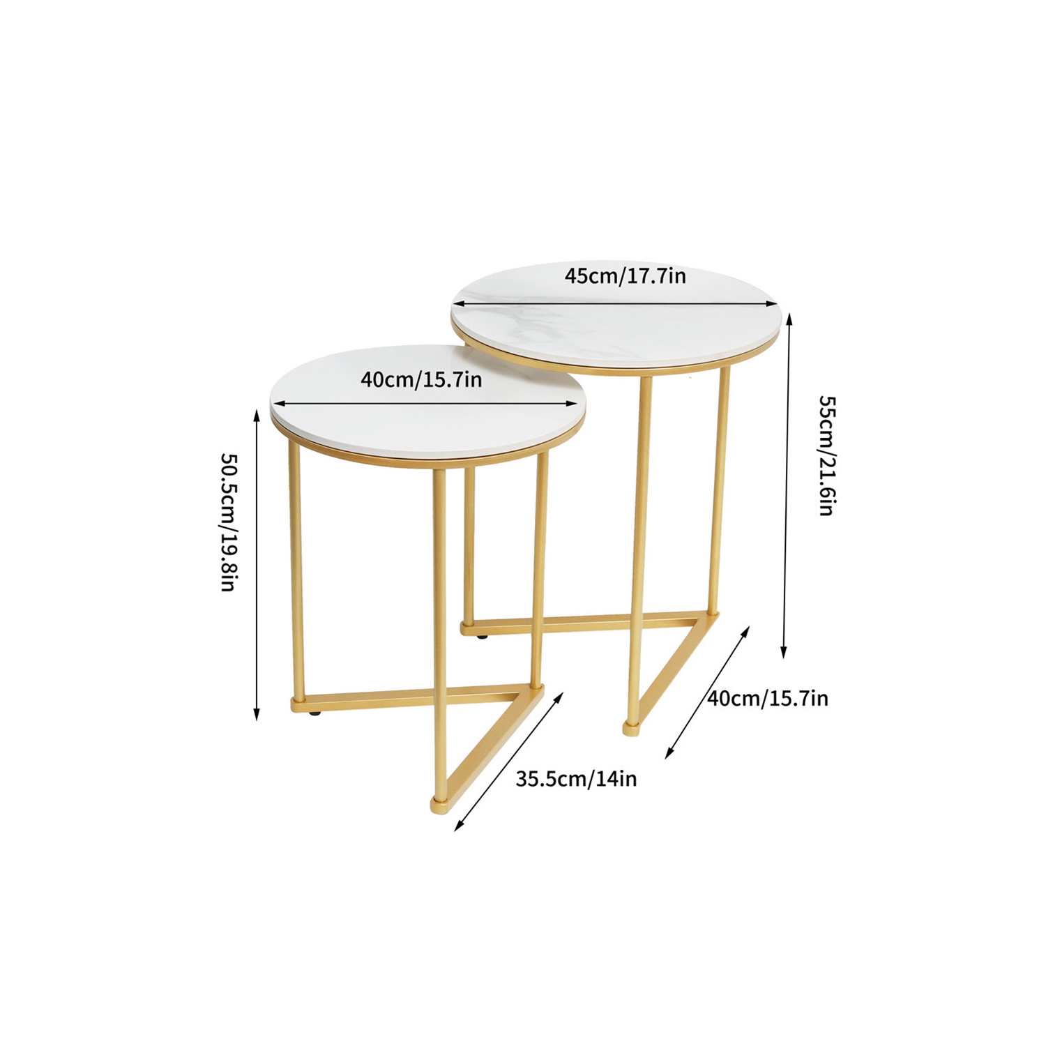 Circular Nesting Table:Set of 2 Chic Nesting Accent End Table Glossy High Nesting Sofa Side Table for Living Room Office Display