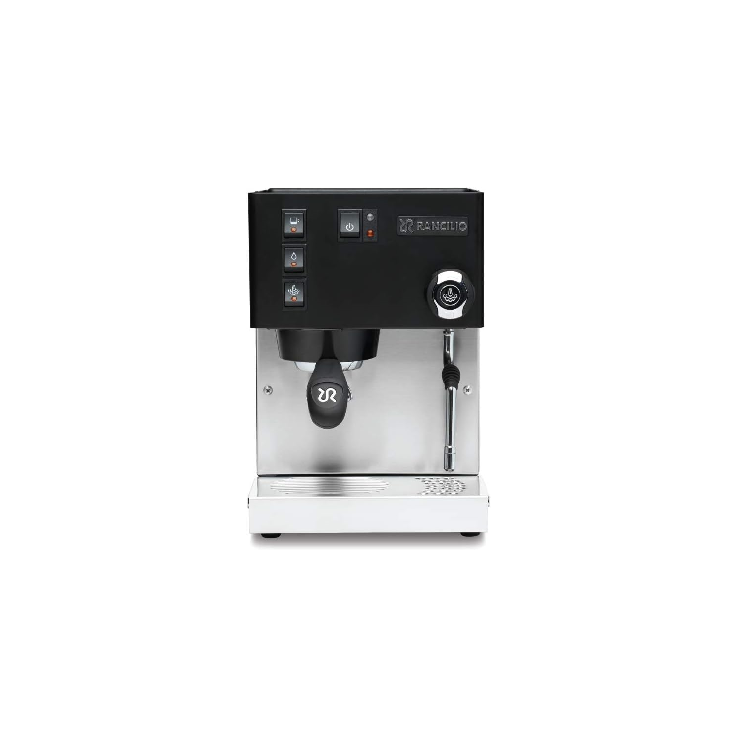 Machine à espresso Rancilio Silvia avec cadre en fer et panneaux latéraux en acier inoxydable, 11,4 x 13,4 po