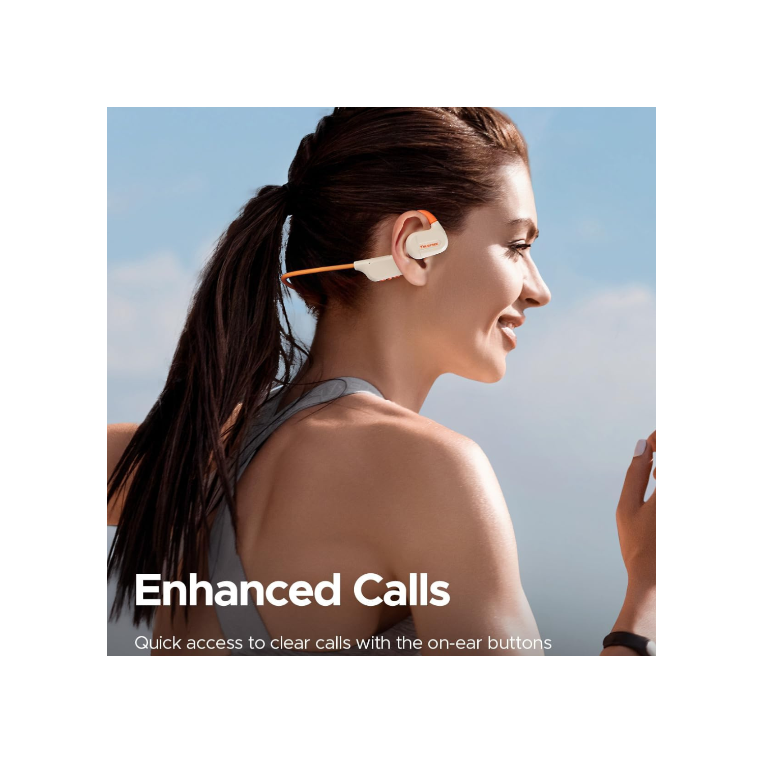 truefree F2 Open-Ear Headphones, Air Conduction Bluetooth 5.3 Wireless Headset for Sports, Four Microphones Clear Calls, 15 Hours of Playtime, 16.2mm