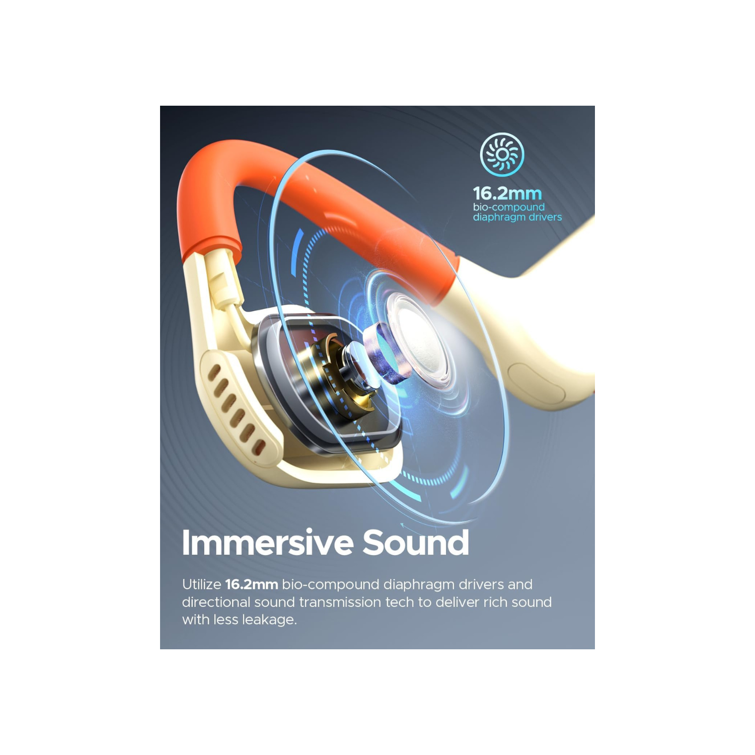 truefree F2 Open-Ear Headphones, Air Conduction Bluetooth 5.3 Wireless Headset for Sports, Four Microphones Clear Calls, 15 Hours of Playtime, 16.2mm